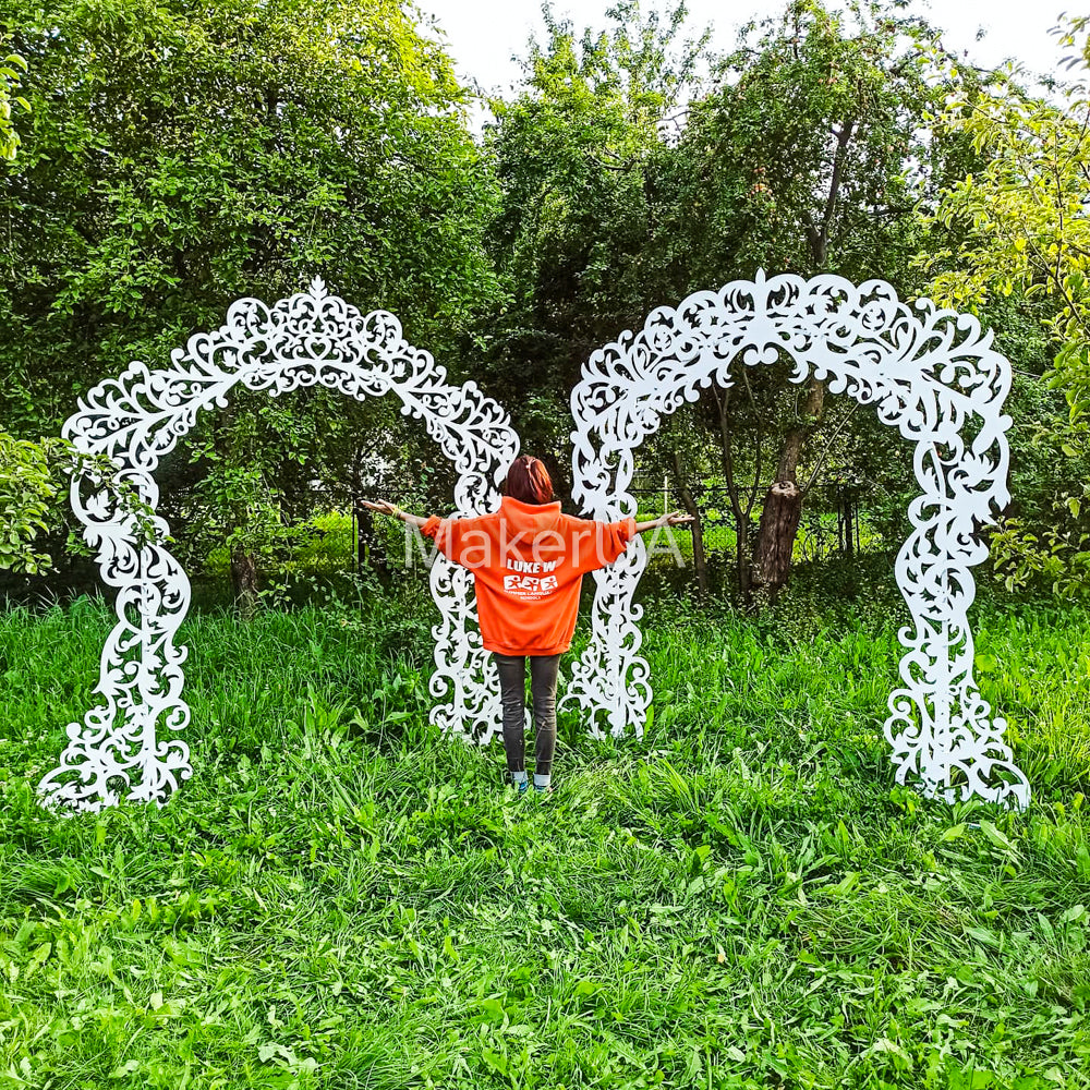 Arch wedding backdrop arbor floral frame white wooden wood flower rustic birthday event party prop shop photo booth decorations decor lace boho style - MakerUA