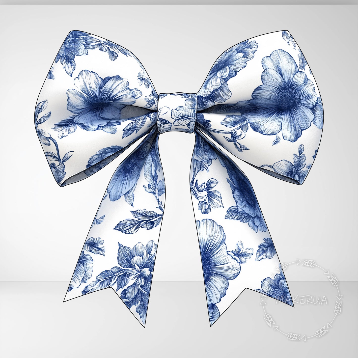 Blue Floral Bow Printed Decor for Birthday Wedding Baby Shower Cute Cutouts Home Room Wall Party Props Decorations - MakerUA