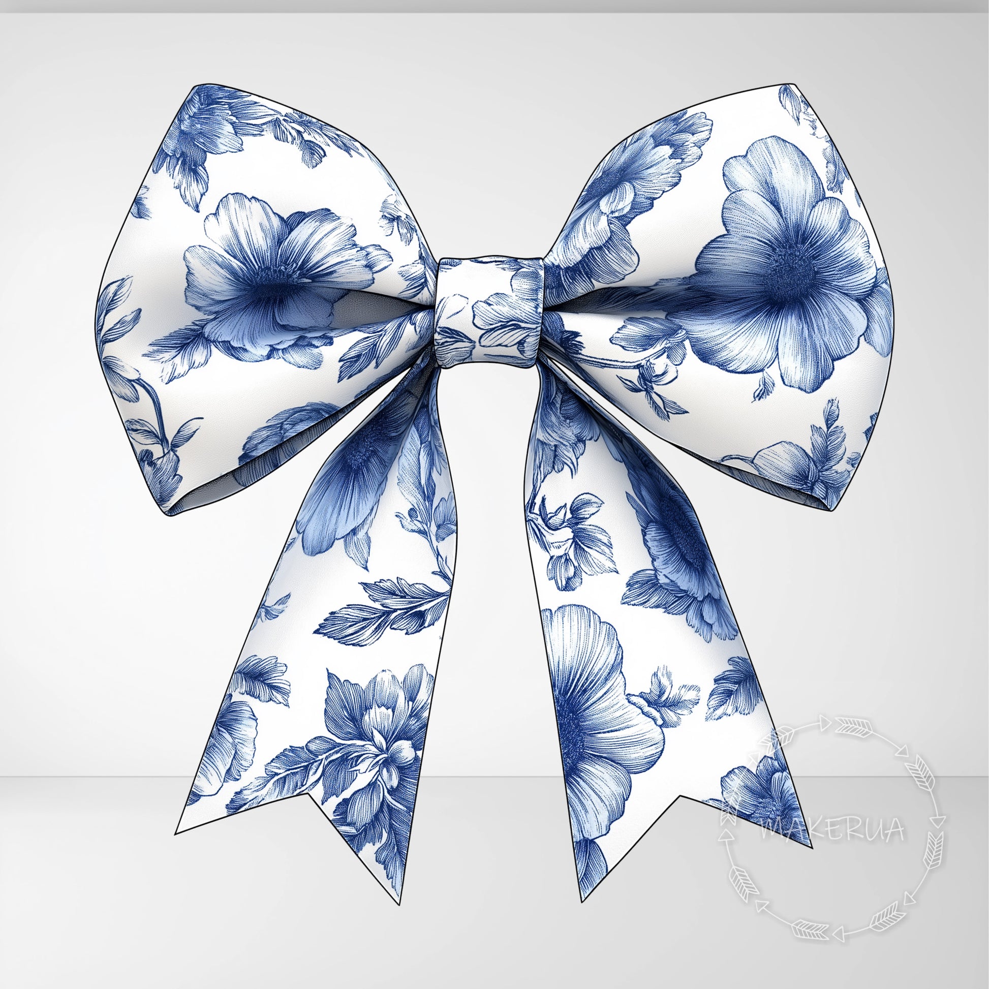 Blue Floral Bow Printed Decor for Birthday Wedding Baby Shower Cute Cutouts Home Room Wall Party Props Decorations - MakerUA