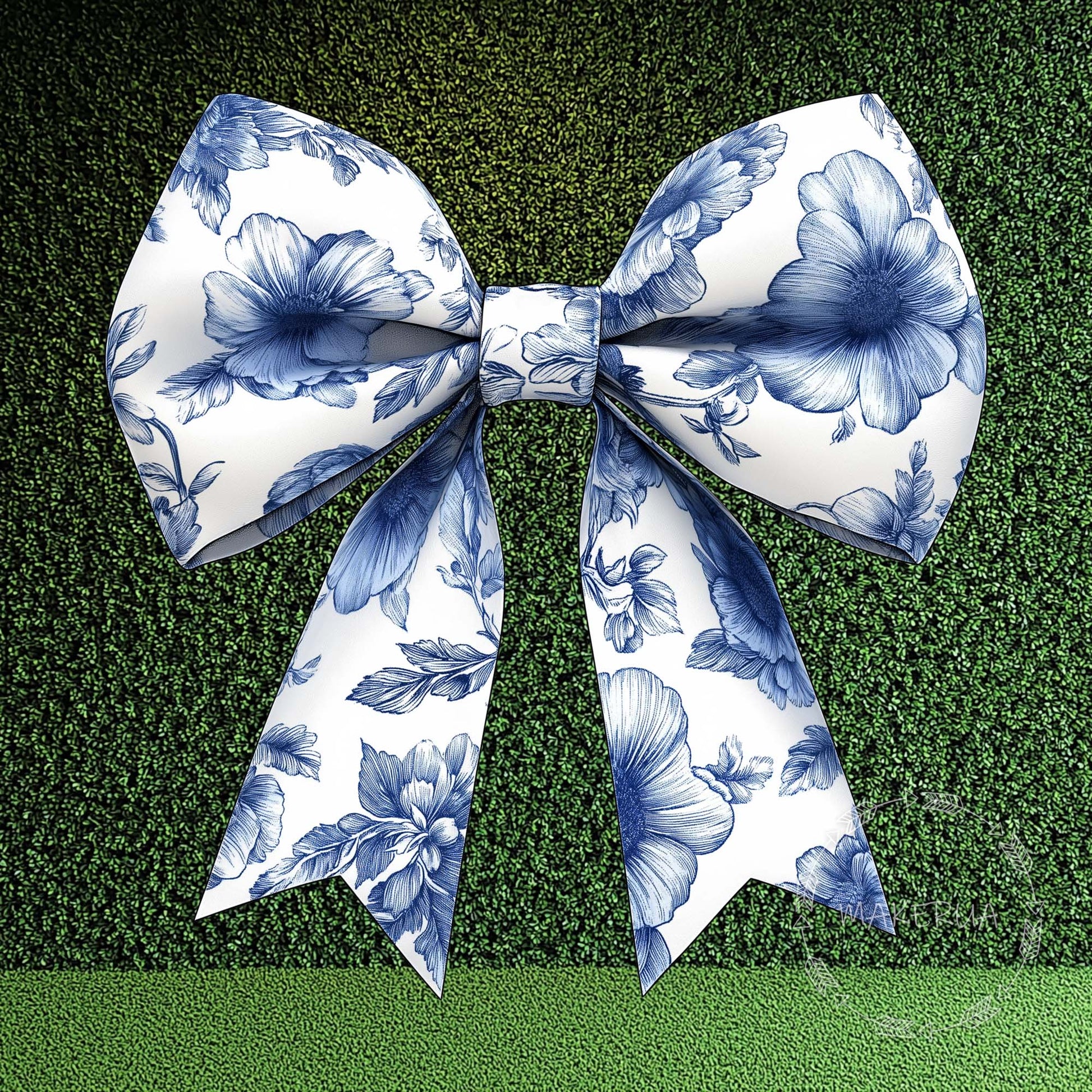 Blue Floral Bow Printed Decor for Birthday Wedding Baby Shower Cute Cutouts Home Room Wall Party Props Decorations - MakerUA