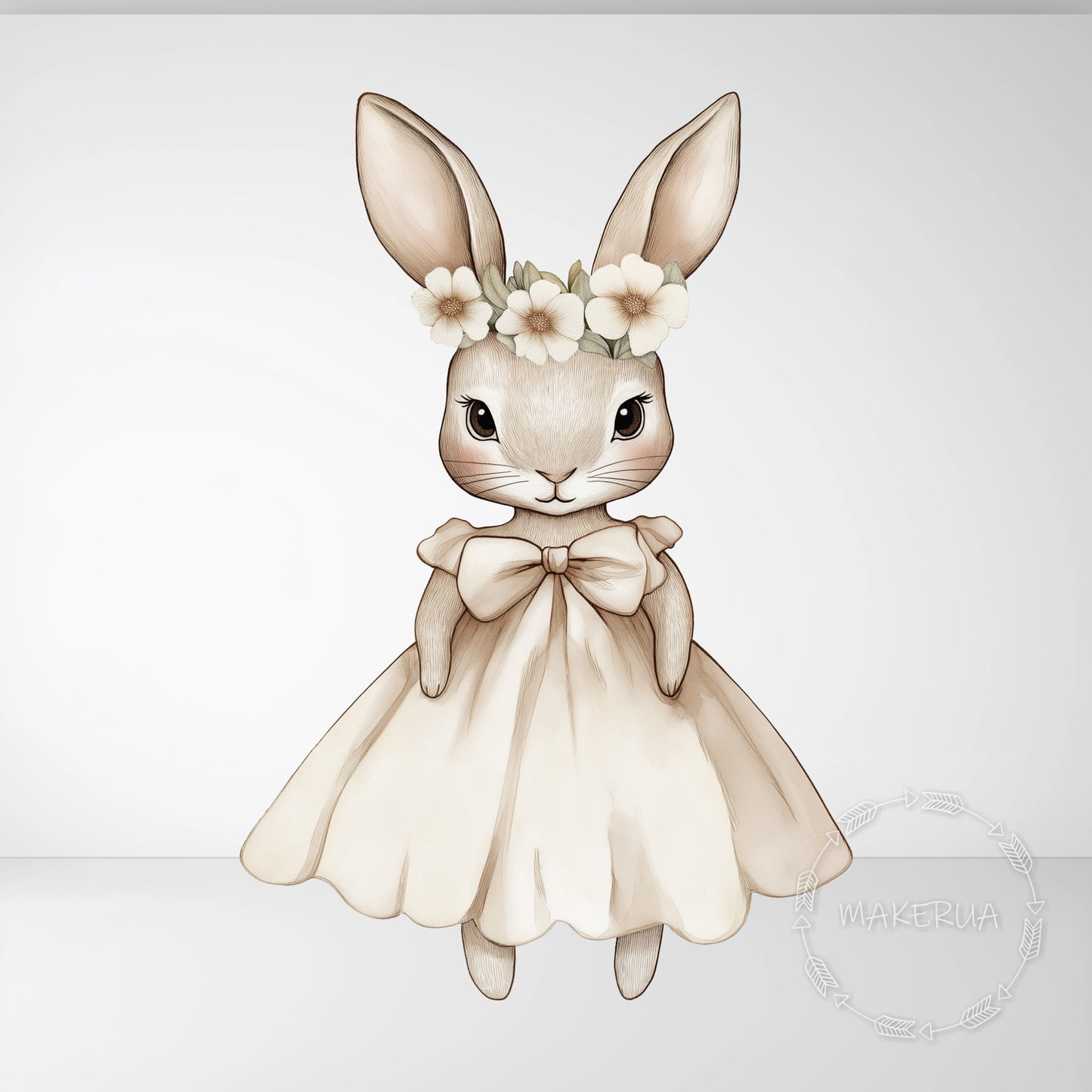 Bunny in Dress Printed Decor for Birthday Wedding Girl Baby Shower Cute Rabbit Animal Cutouts Party Props Decorations - MakerUA