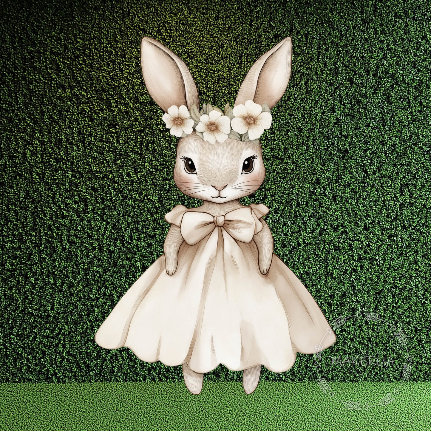 Bunny in Dress Printed Decor for Birthday Wedding Girl Baby Shower Cute Rabbit Animal Cutouts Party Props Decorations - MakerUA