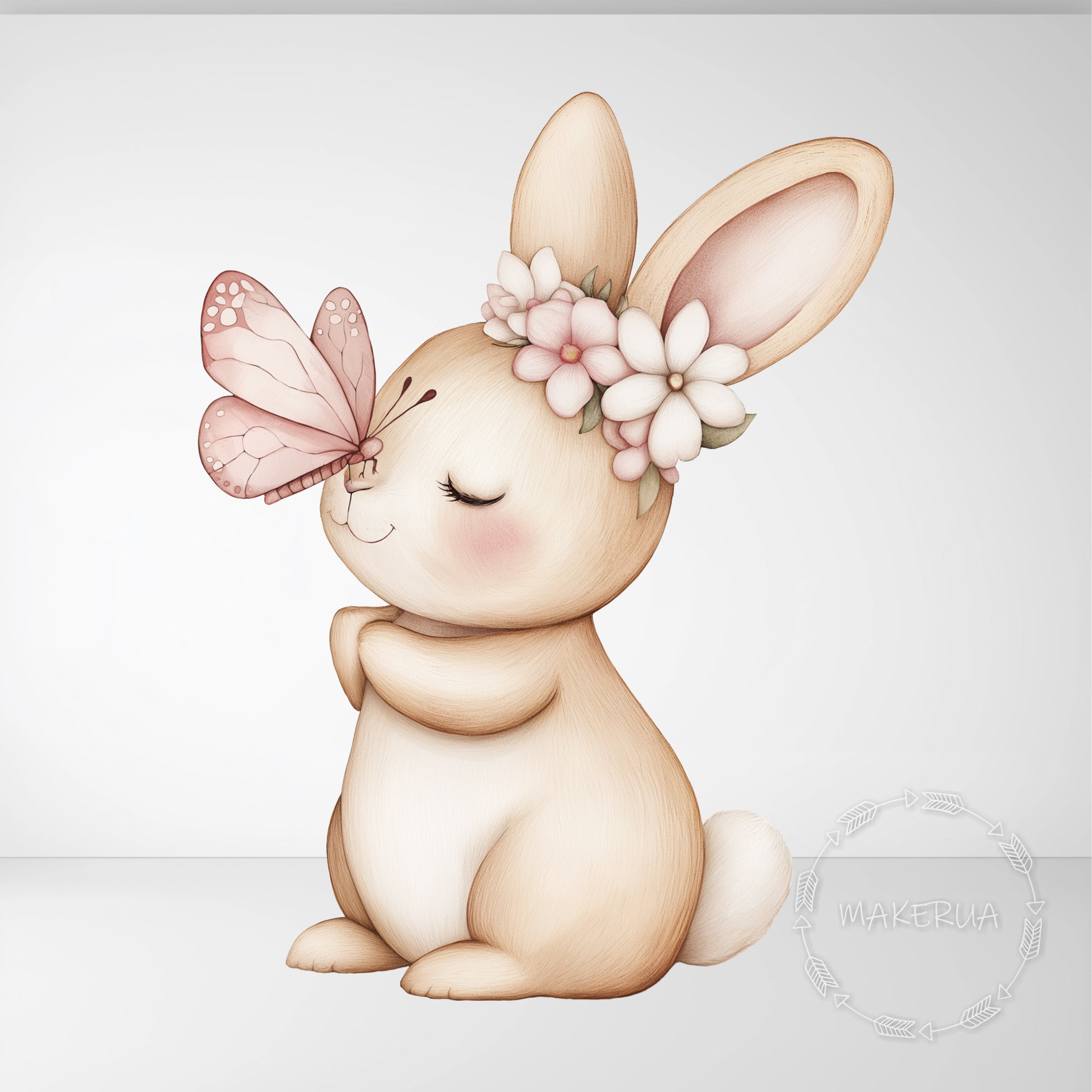 Bunny with Butterfly Printed Decor for Birthday Wedding Girl Baby Shower Cute Rabbit Animal Cutouts Party Props Decorations - MakerUA
