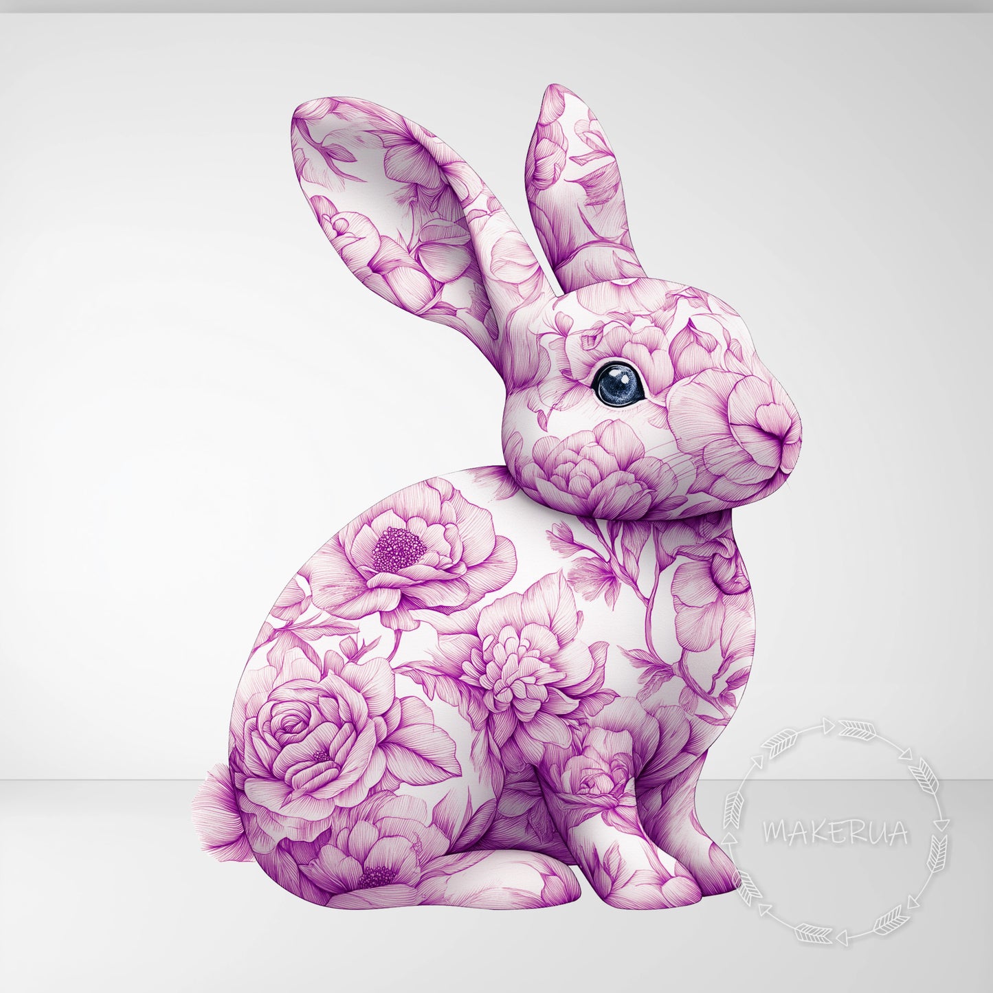 Pink Floral Bunny Rabbit Printed Decor for Birthday Easter Wedding Baby Shower Cutouts Party Props Arch Backdrop Decorations - MakerUA