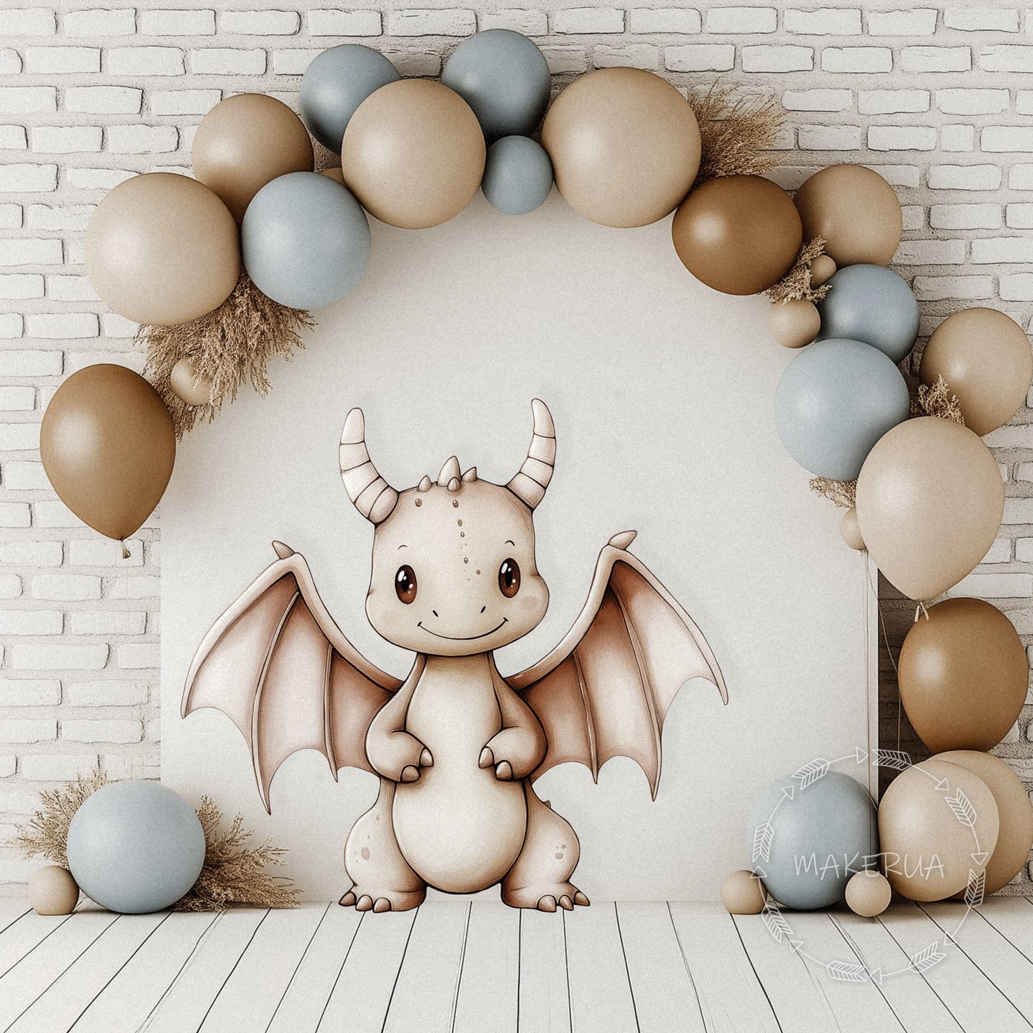 Дракон друкований декор для дня народження хлопчика Baby Shower милі крила тварин вирізи реквізит для вечірки прикраси