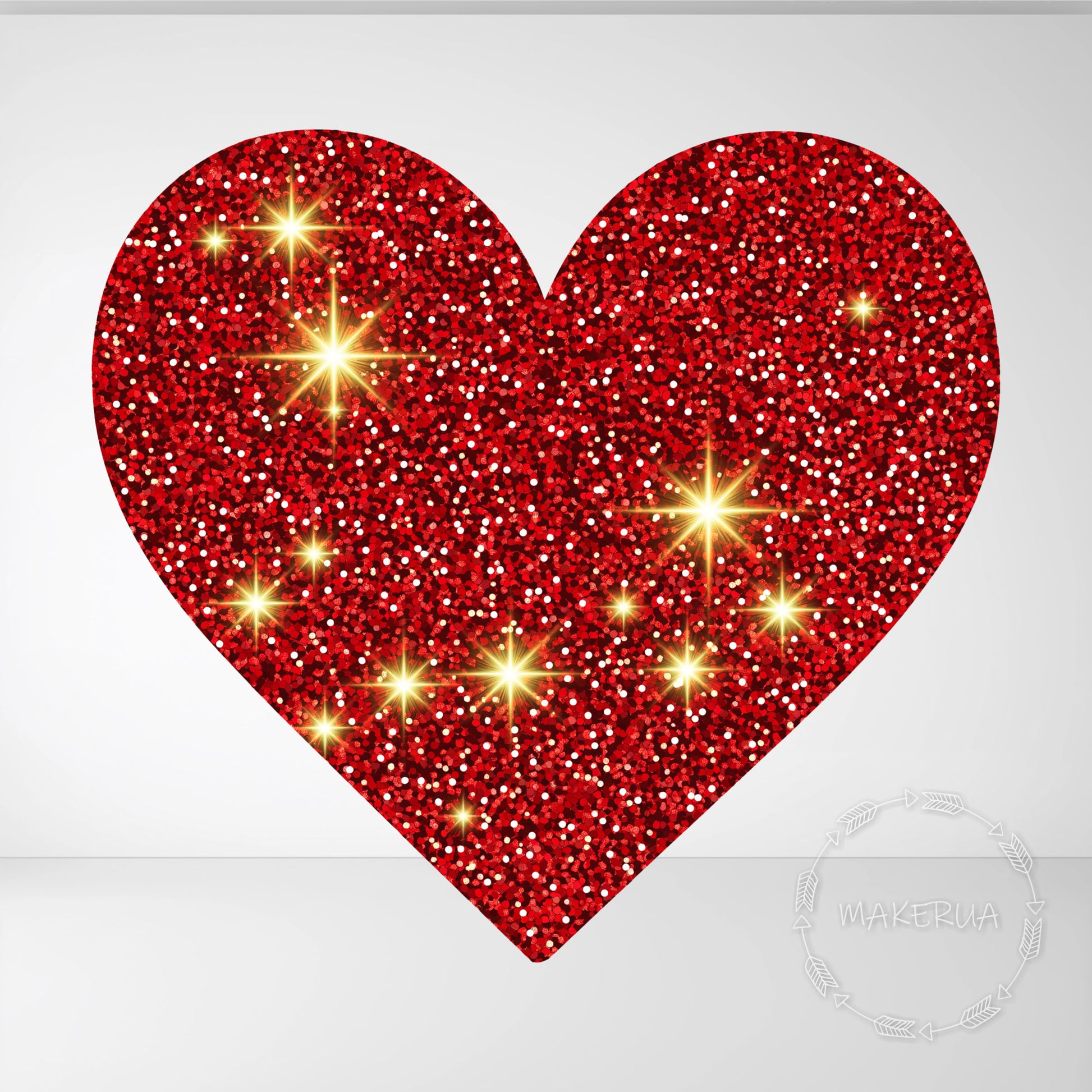 Red Glitter Sparkle Heart Printed Cutouts Decor for Birthday Wedding Girl Baby Shower Cute Party Props Decorations - MakerUA