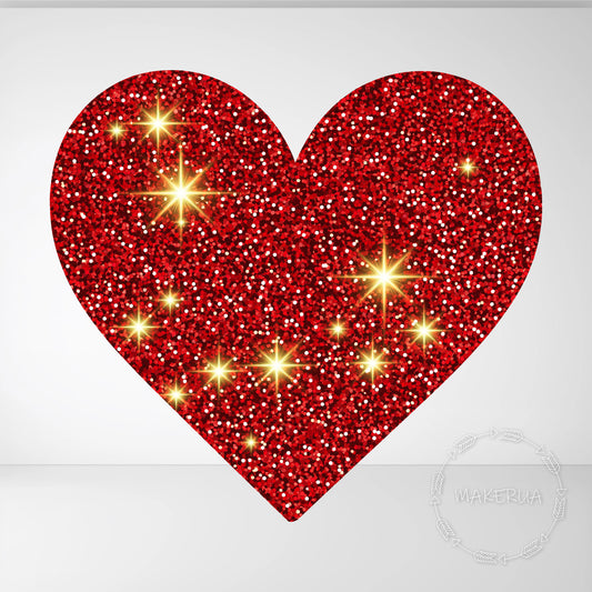 Red Glitter Sparkle Heart Printed Cutouts Decor for Birthday Wedding Girl Baby Shower Cute Party Props Decorations - MakerUA