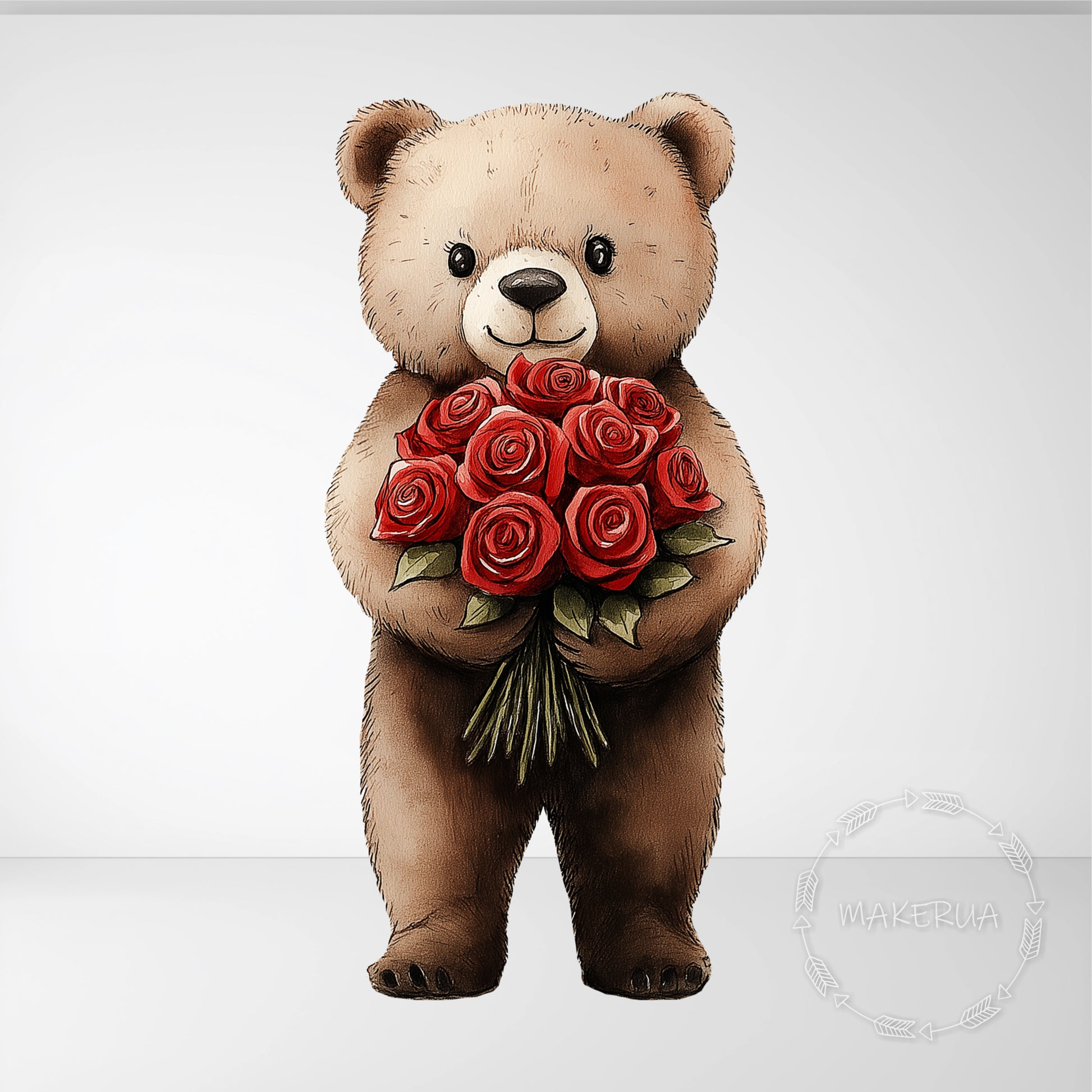 Bear with Bouquet Printed Cutouts Decor for Birthday Wedding Girl Boy Baby Shower Flowers Party Props Decorations - MakerUA