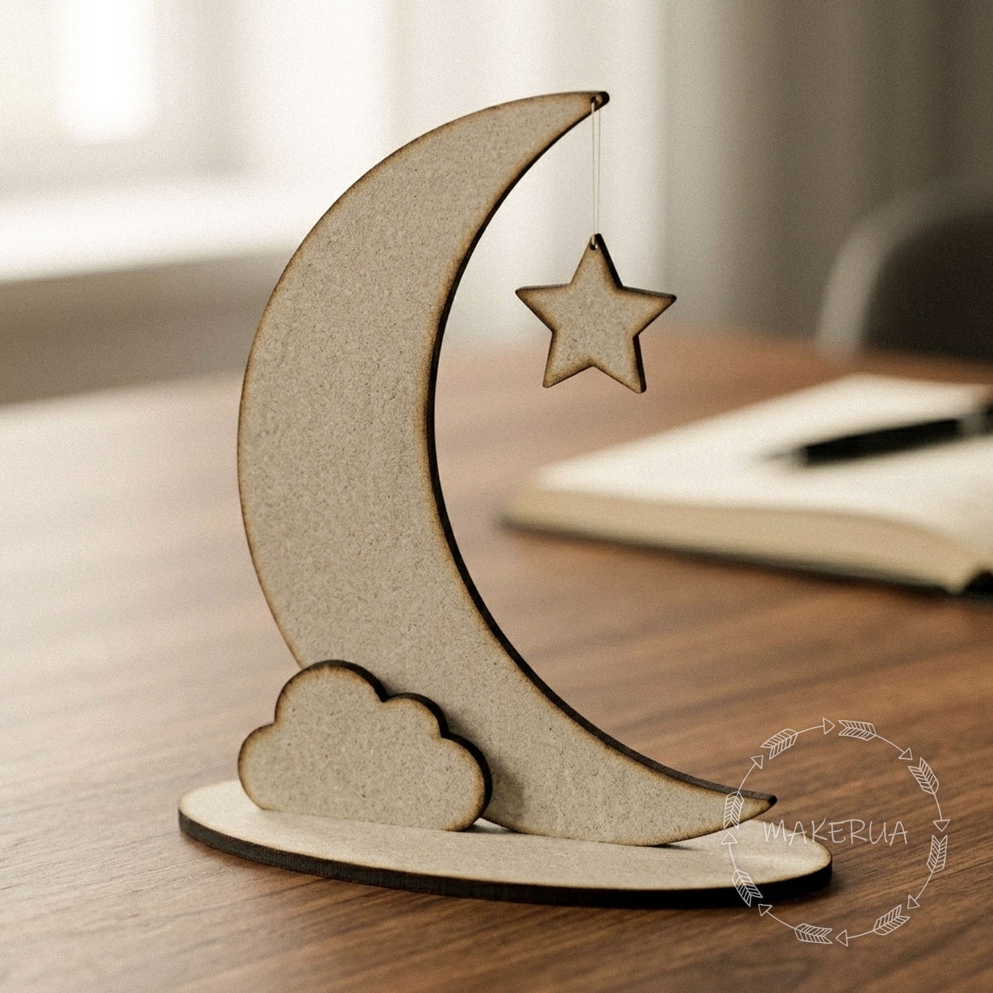 Giant Freestanding Crescent Moon Backdrop with Star Cloud Celestial Baby Shower Decor Birthday Photo Booth Prop Nursery Room Crescent Decor - MakerUA