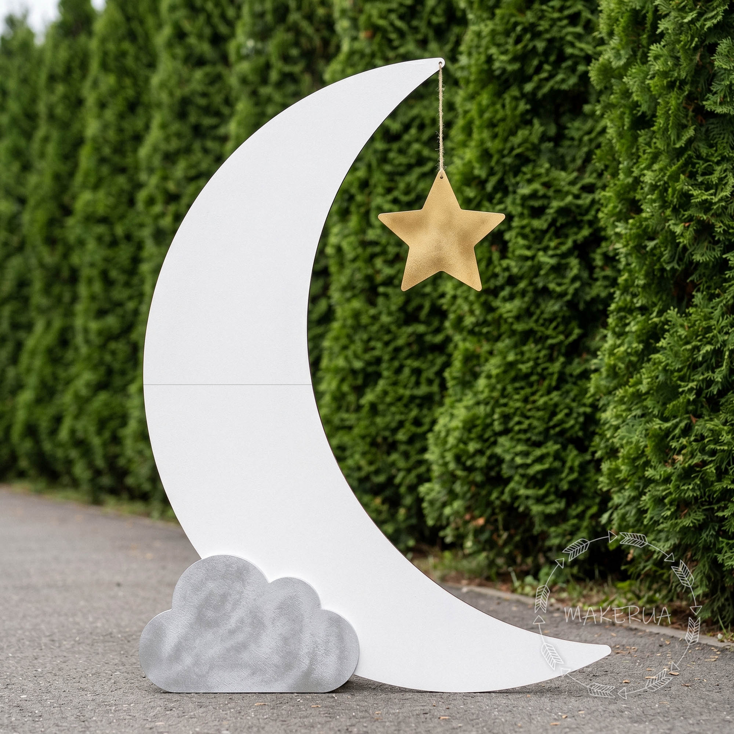 Giant Freestanding Crescent Moon Backdrop with Star Cloud Celestial Baby Shower Decor Birthday Photo Booth Prop Nursery Room Crescent Decor - MakerUA