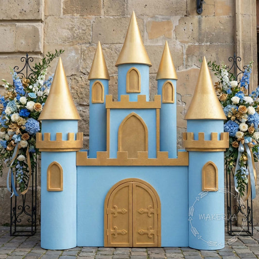 Giant Styrofoam Castle Backdrop Prince Baby Boy Princess Birthday Party Decoration Freestanding Fairytale Photo Prop Large Royal Event Decor - MakerUA