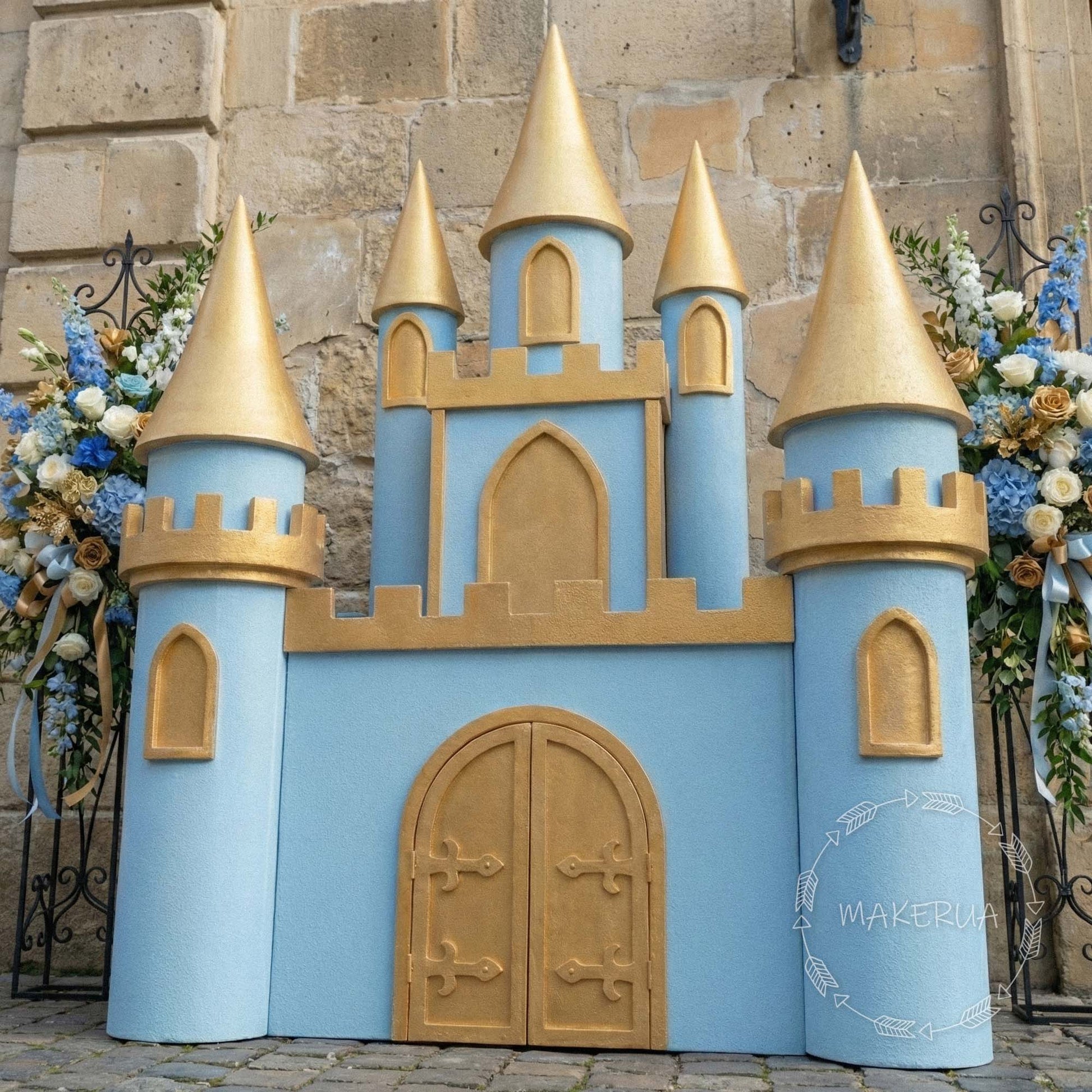 Giant Styrofoam Castle Backdrop Prince Baby Boy Princess Birthday Party Decoration Freestanding Fairytale Photo Prop Large Royal Event Decor - MakerUA