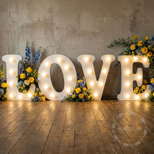 Foldable LOVE letters light up marquee led neon sign backdrop birthday decoration numbers arch large giant big large huge party props decor - MakerUA