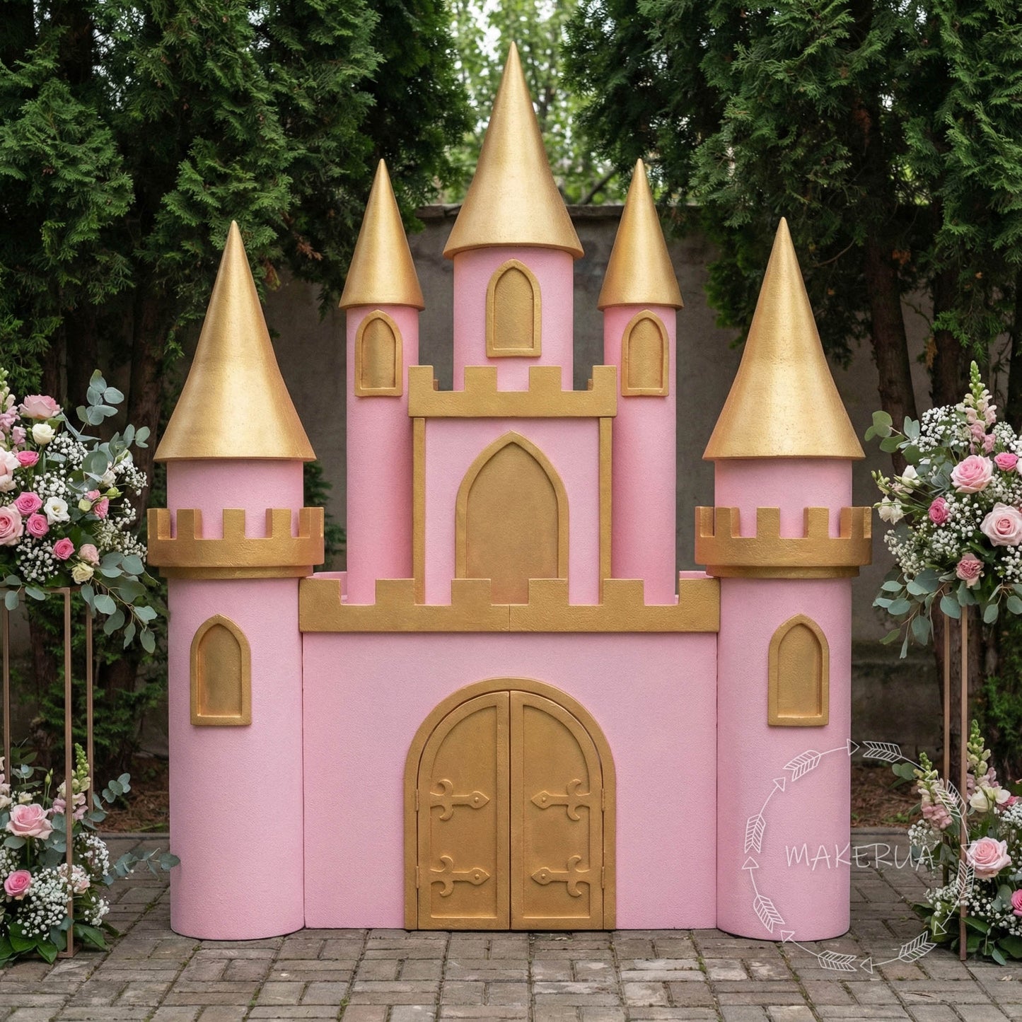 Giant Styrofoam Castle Backdrop Prince Baby Boy Princess Birthday Party Decoration Freestanding Fairytale Photo Prop Large Royal Event Decor - MakerUA