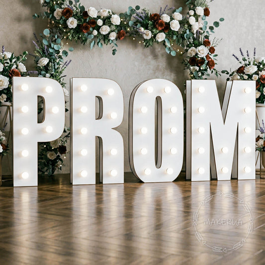 Giant light up marquee letters PROM night 2026 Sign Grad Graduation School LED Bulbs 3D Decor