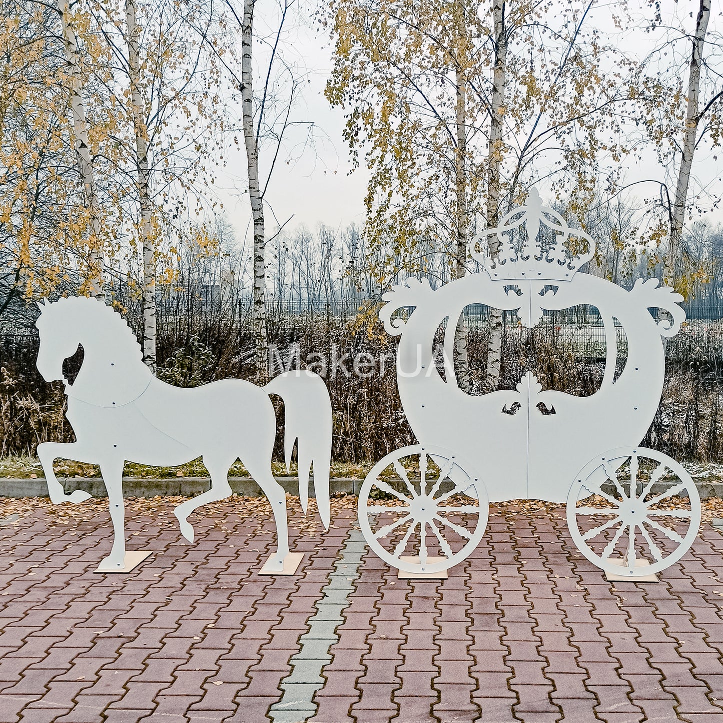 Horse Carriage Decorations birthday wedding baby shower princess girl decor free standing life size unicorn coach event party props photo booth - MakerUA