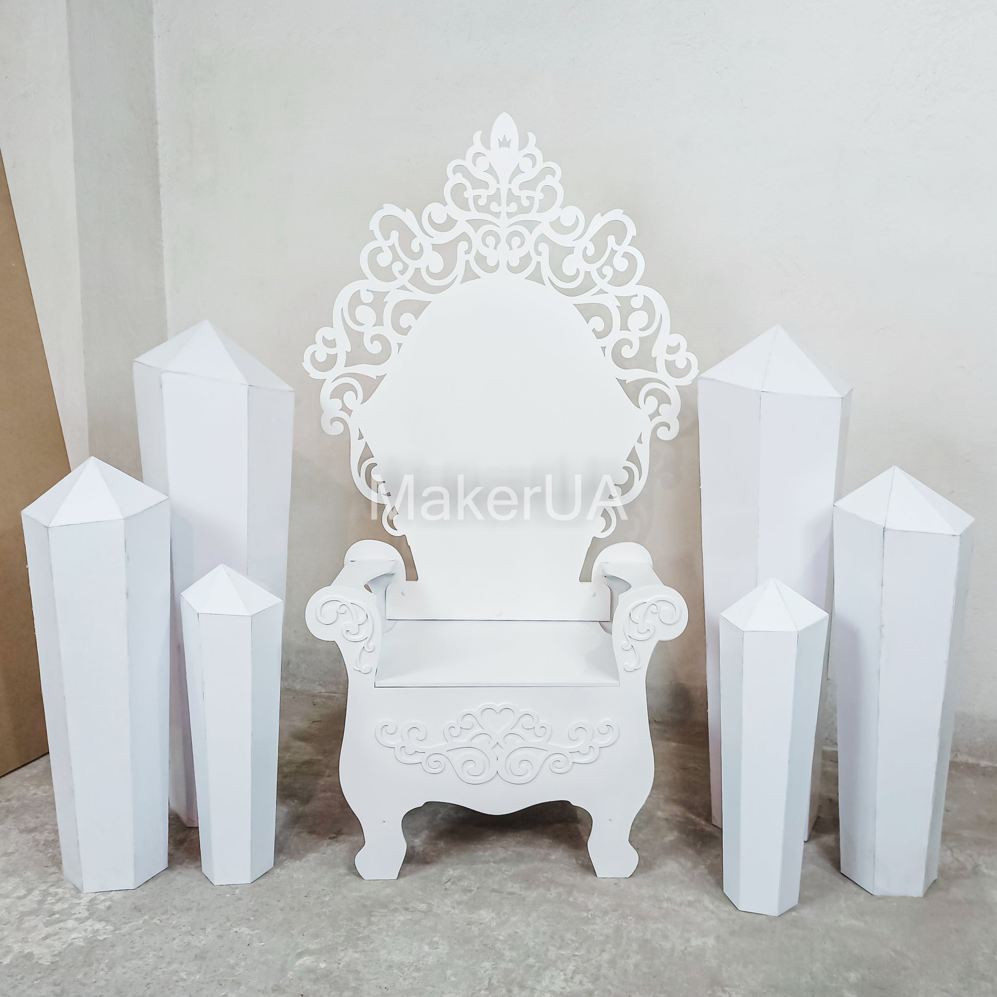 Set of 3 Crystals decor silver gold mirror holographic clear wedding party event birthday prop backdrop pillars winter ice frozen decoration - MakerUA