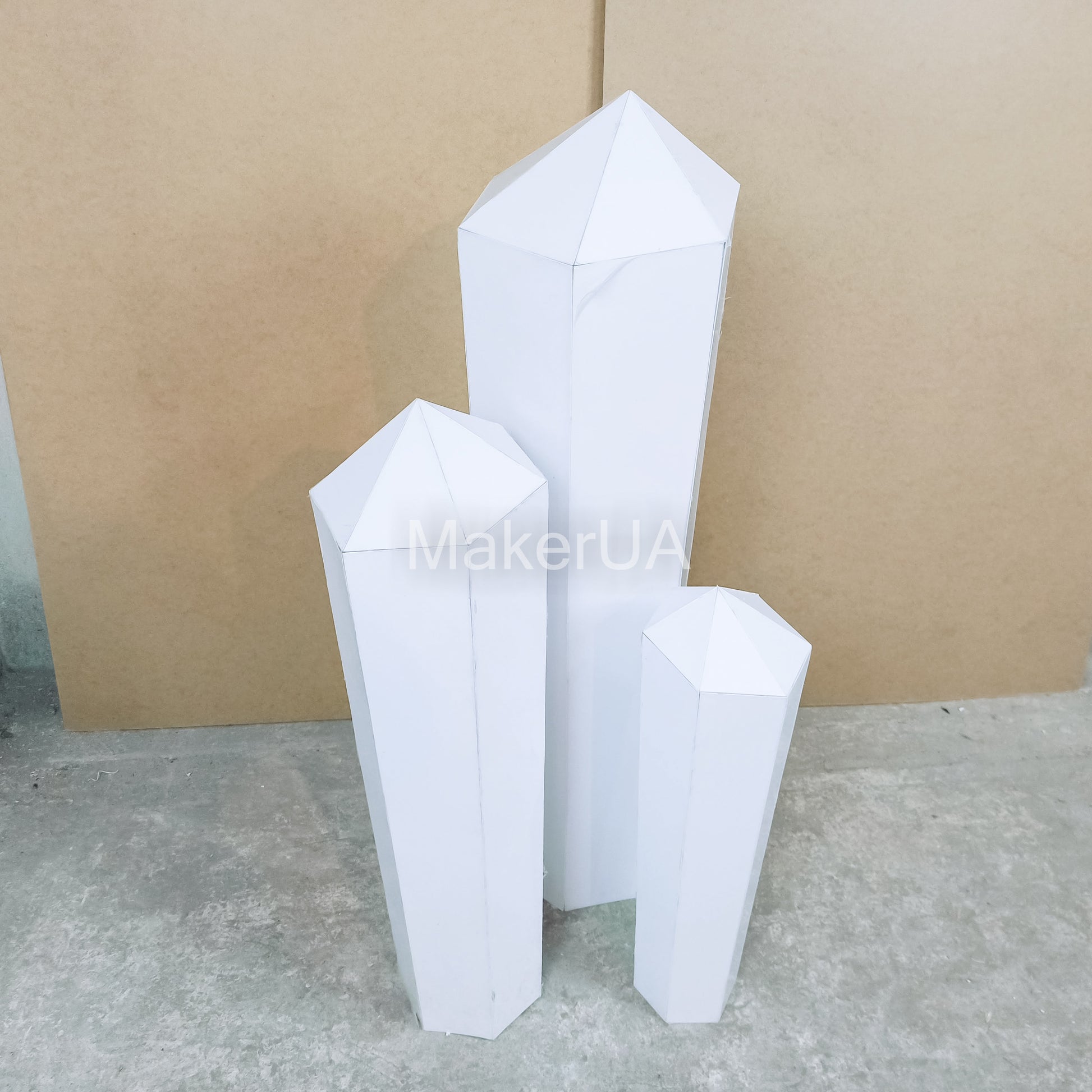 Set of 3 Crystals decor silver gold mirror holographic clear wedding party event birthday prop backdrop pillars winter ice frozen decoration - MakerUA