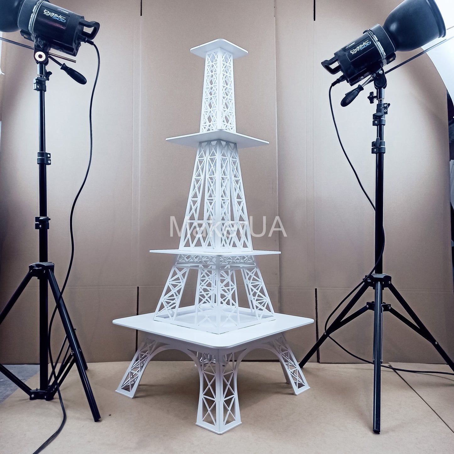 White Eiffel Tower Stand cake dessert cupcake flower display table buffet floral market sweet candy cart bar donut Ice cream party props birthday wedding decor - MakerUA