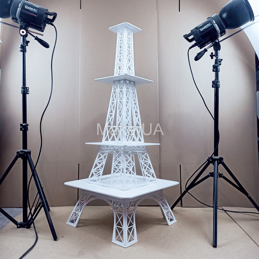 White Eiffel Tower Stand cake dessert cupcake flower display table buffet floral market sweet candy cart bar donut Ice cream party props birthday wedding decor - MakerUA
