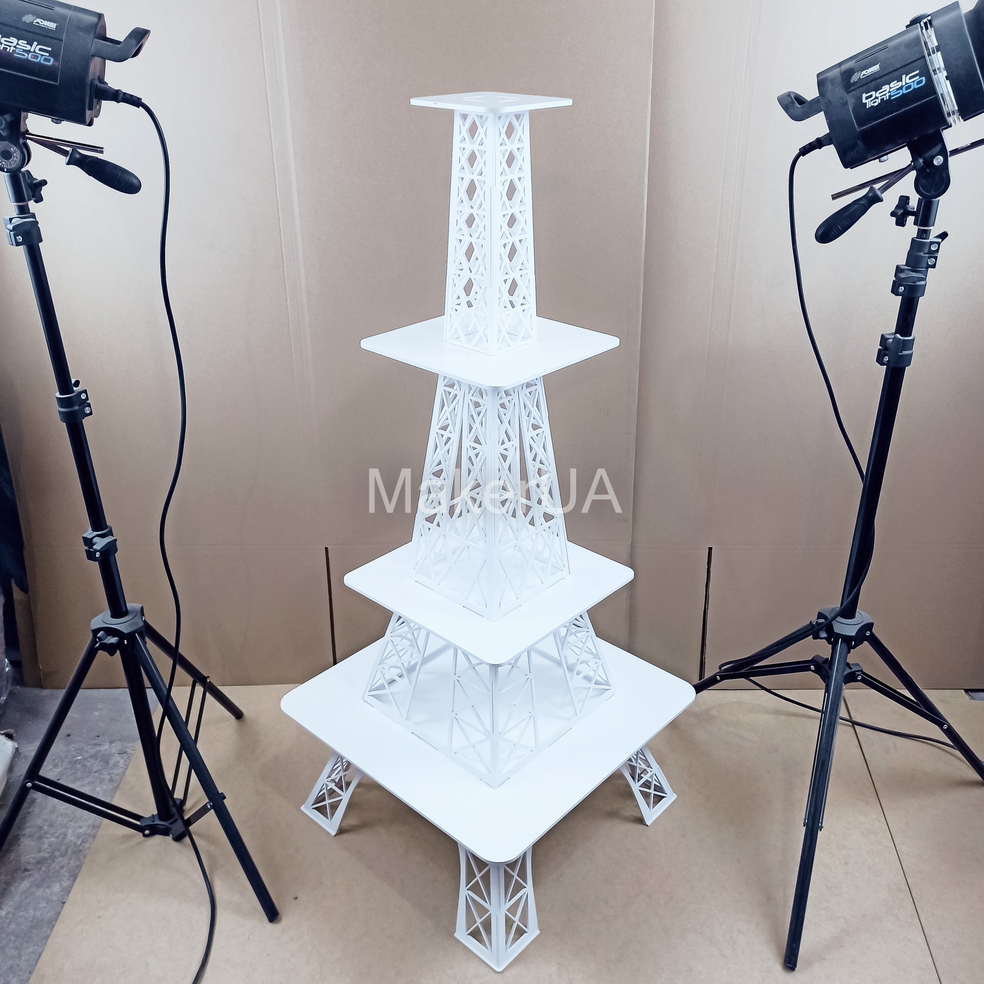 White Eiffel Tower Stand cake dessert cupcake flower display table buffet floral market sweet candy cart bar donut Ice cream party props birthday wedding decor - MakerUA