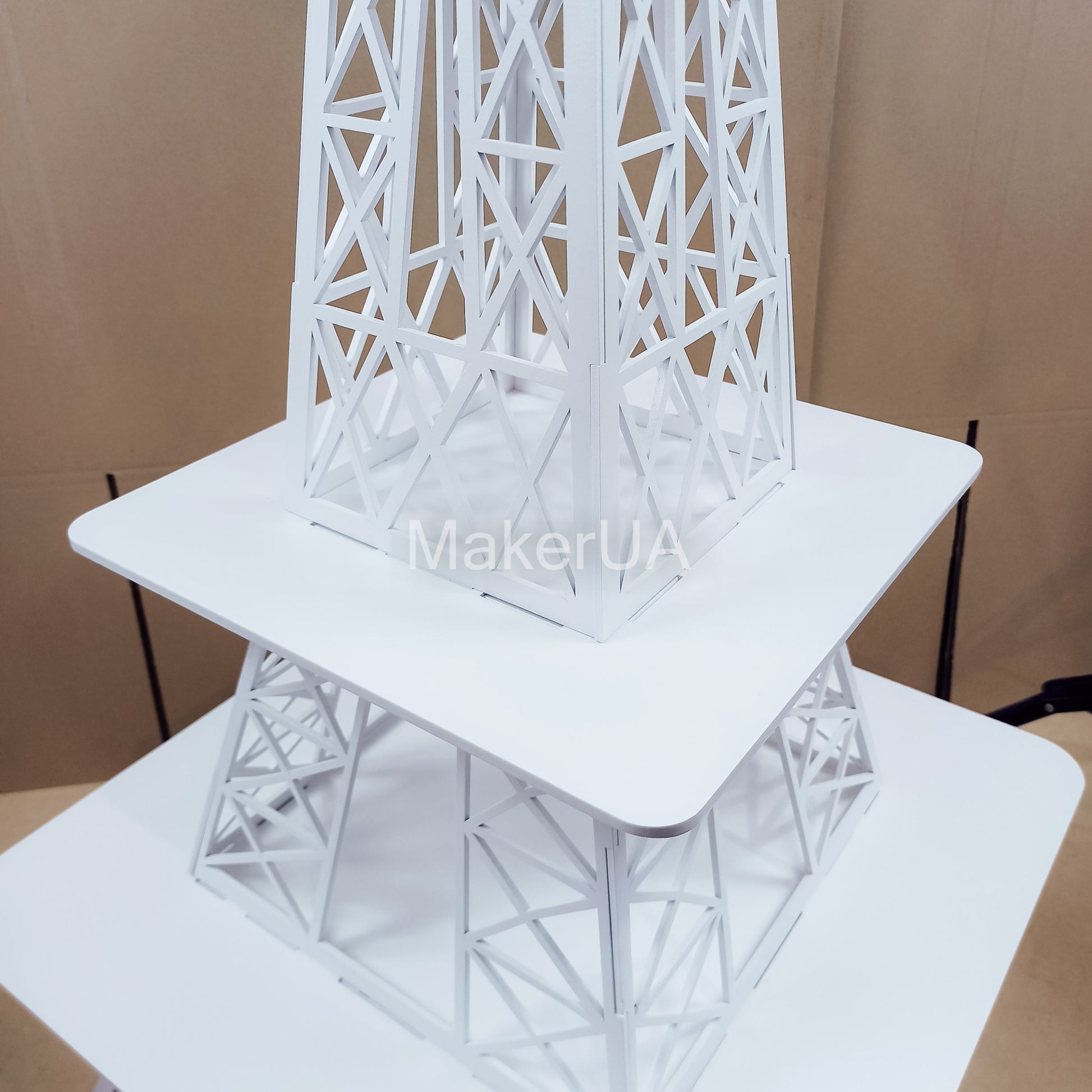 White Eiffel Tower Stand cake dessert cupcake flower display table buffet floral market sweet candy cart bar donut Ice cream party props birthday wedding decor - MakerUA