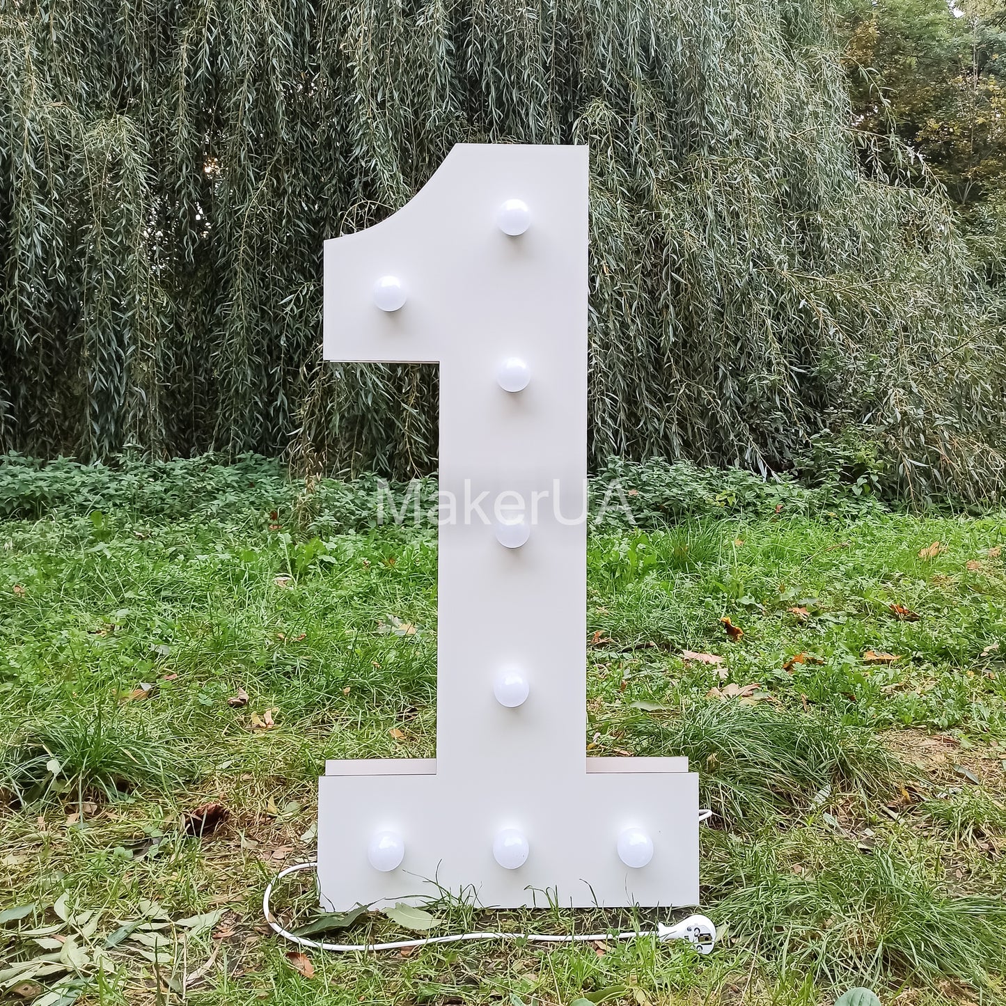 Number 1 One 1st First birthday 1m (3.3ft) + LED Light Bulbs marquee numbers neon sign backdrop white decoration large giant big party props decor NHW1 - MakerUA