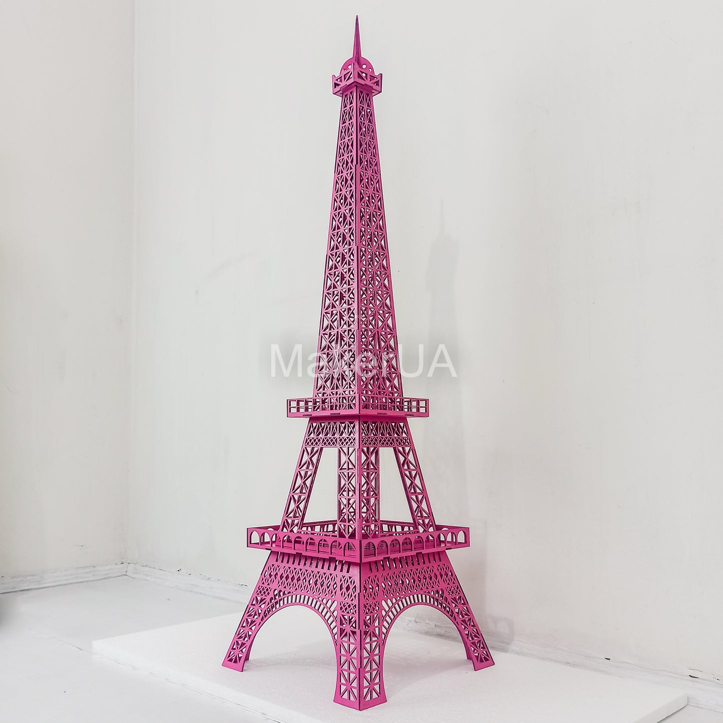Pink Eiffel Tower 3D sculpture statue large huge life size wooden wedding birthday flower balloon figurine home decor arch backdrop Paris - MakerUA