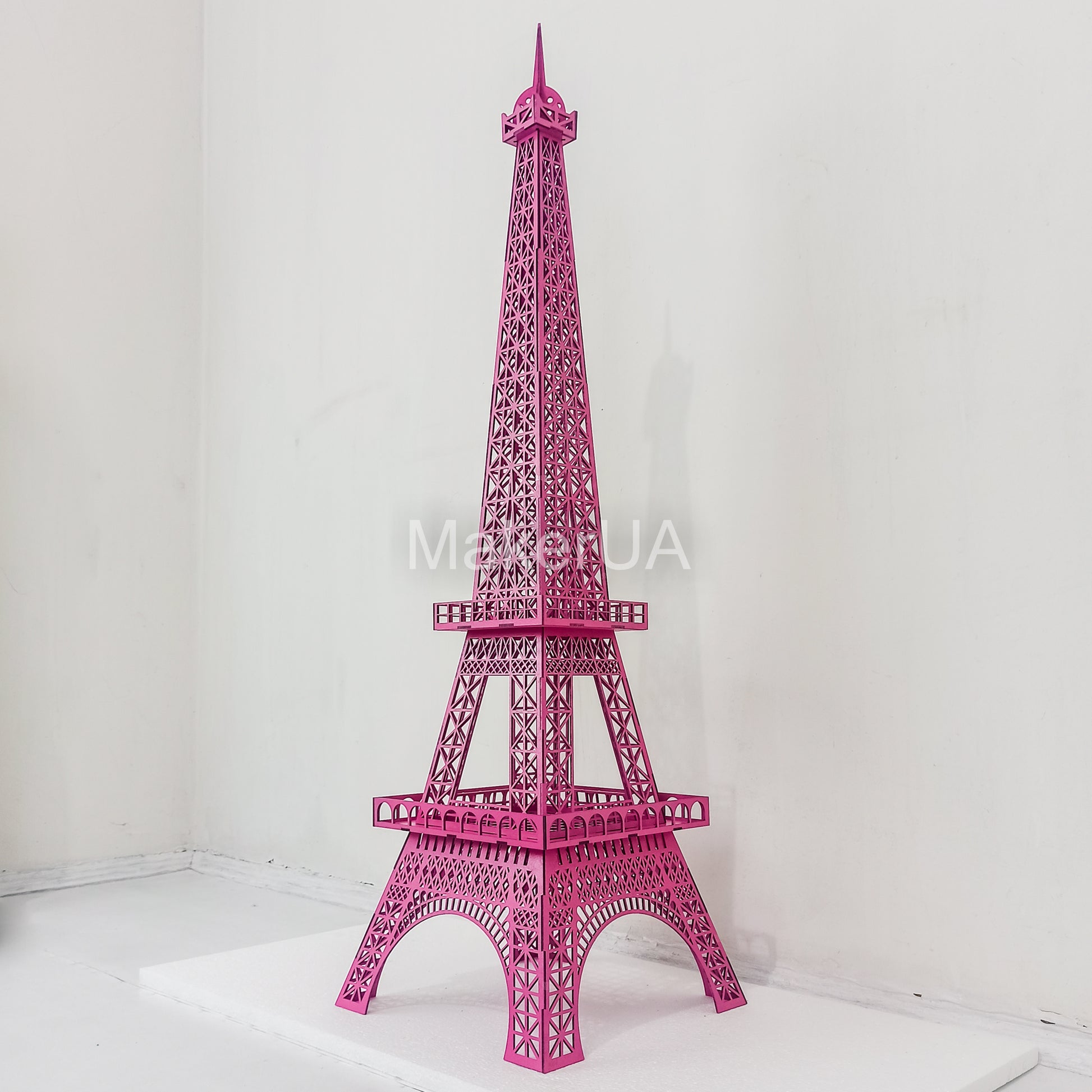 Pink Eiffel Tower 3D sculpture statue large huge life size wooden wedding birthday flower balloon figurine home decor arch backdrop Paris - MakerUA