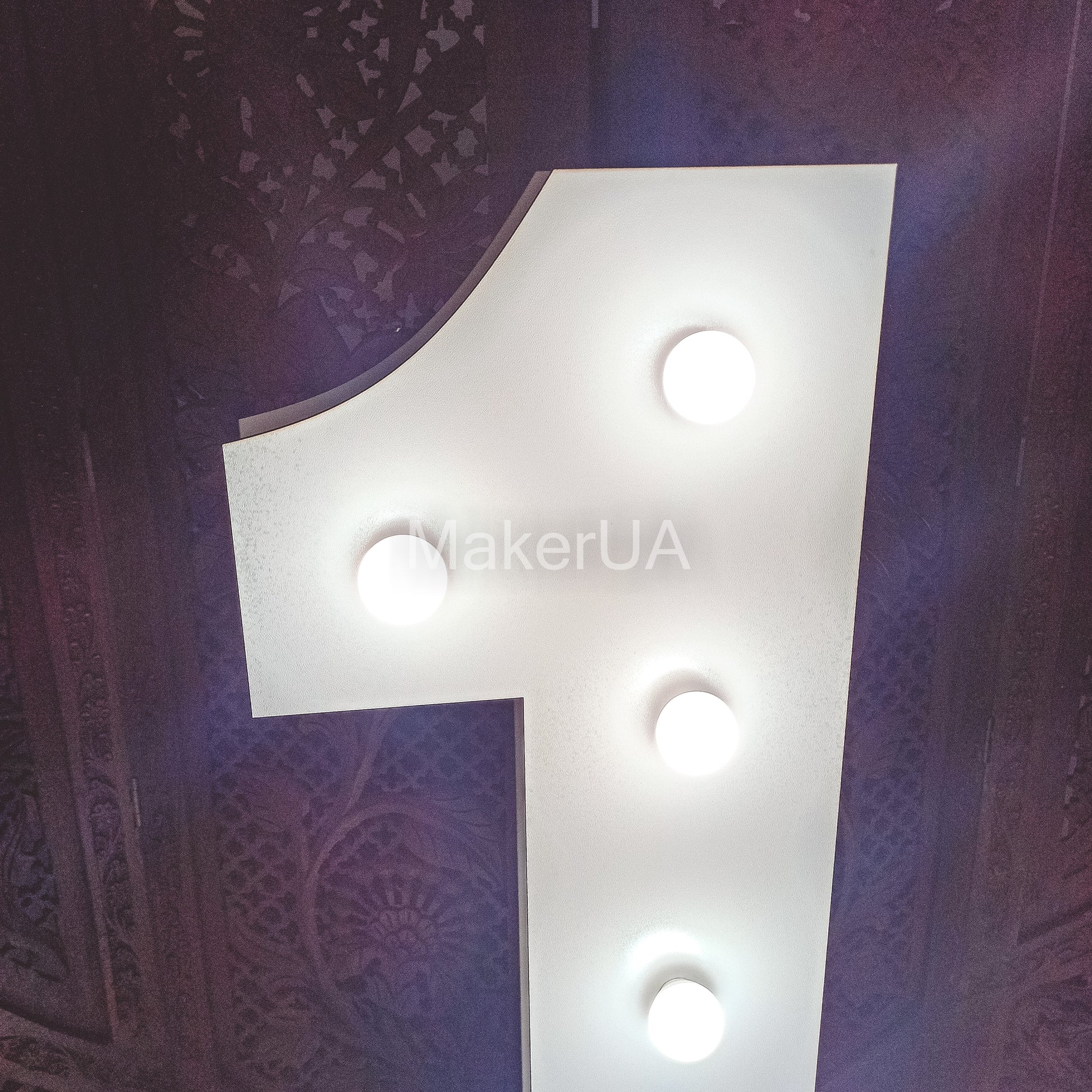 Number 1 One 1st First birthday 1m (3.3ft) + LED Light Bulbs marquee numbers neon sign backdrop white decoration large giant big party props decor NHW1 - MakerUA