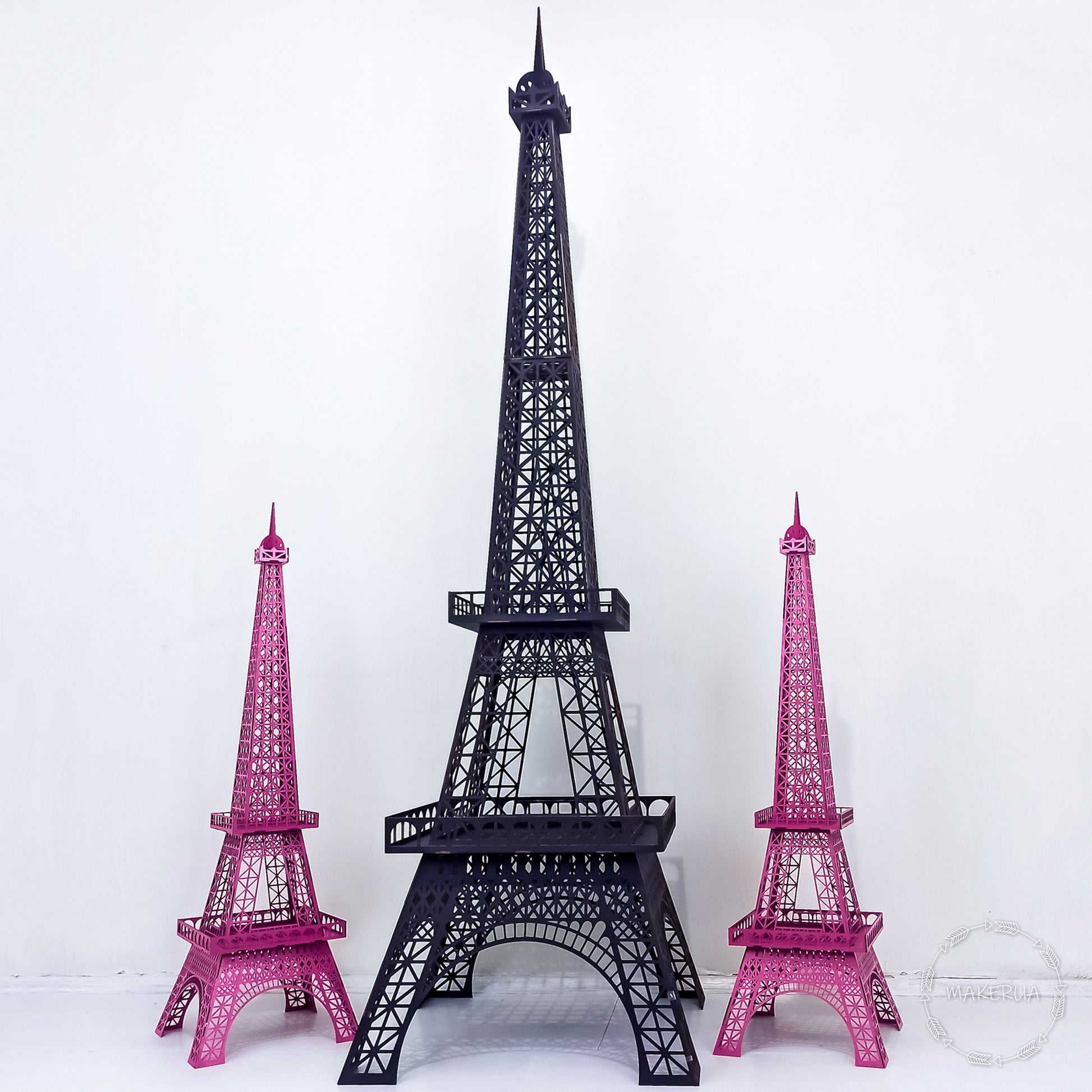 Black Eiffel Tower 3D sculpture statue large huge life size wooden wedding birthday flower balloon figurine home decor arch backdrop Paris - MakerUA