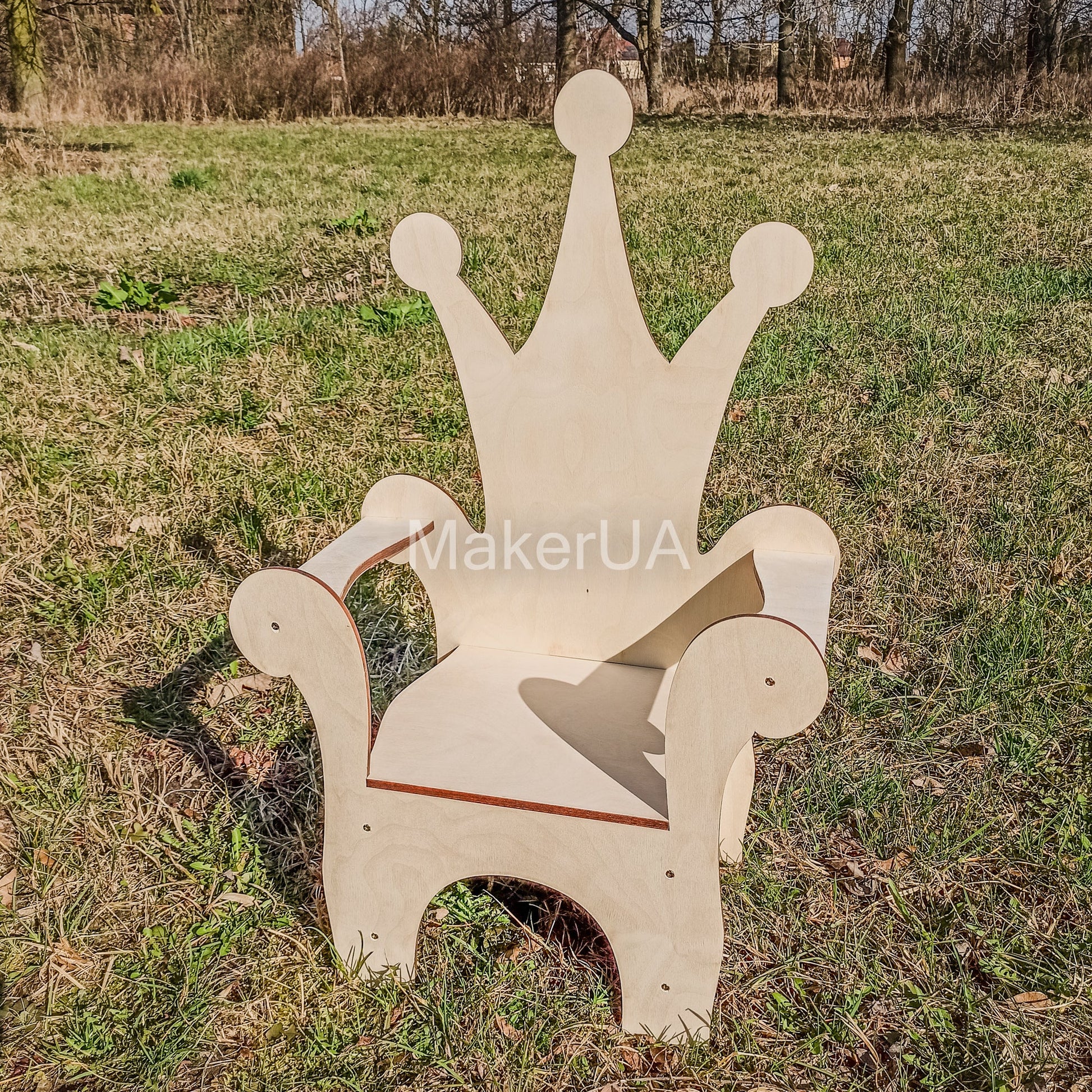 Wooden Throne Chair 10 birthday party decoration girl boy baby shower wood event party prop shop photo booth arch white - MakerUA