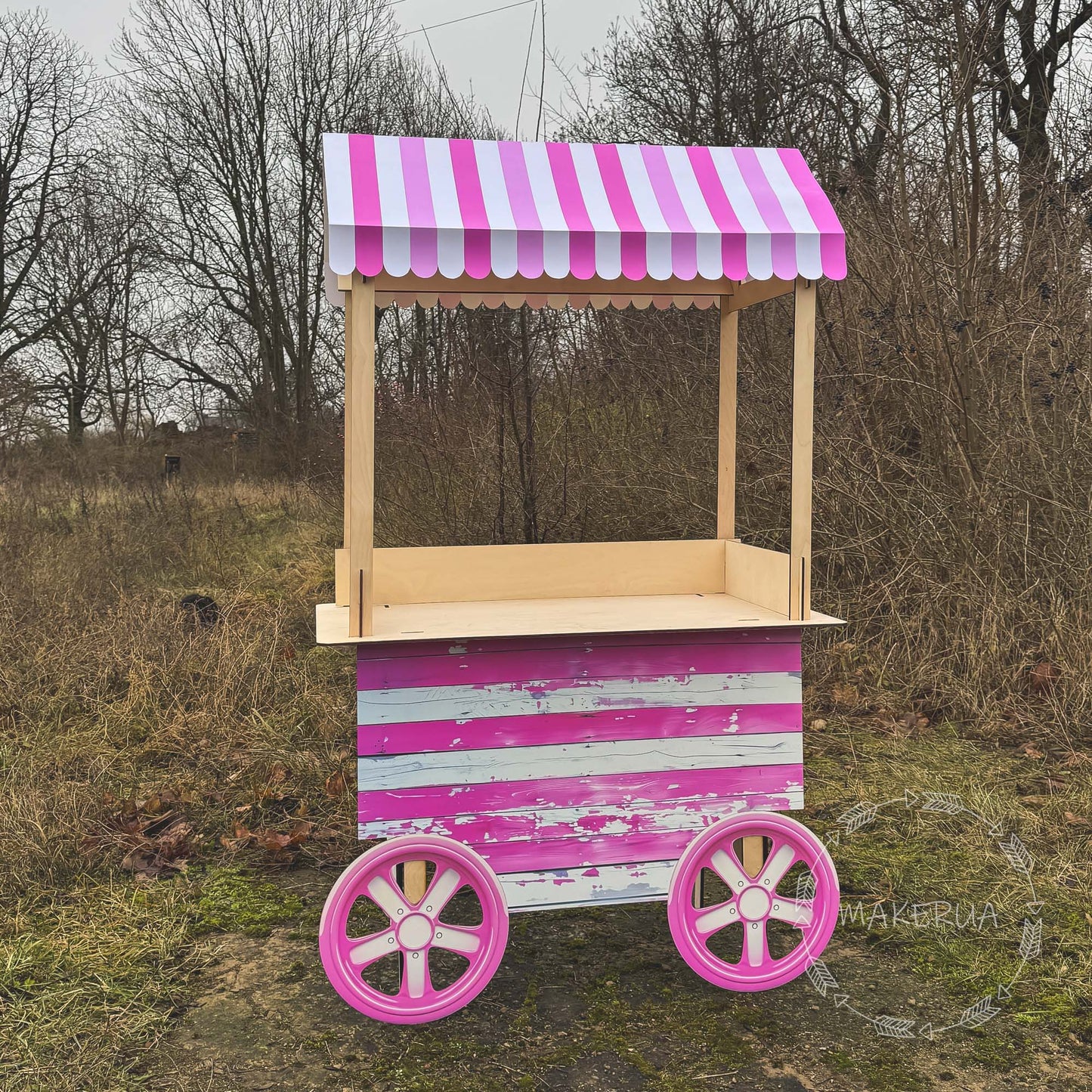 Sweet Candy Cart Birthday Wedding Party Props Decorations Cake Stand Table Barbie Pink Girl Wheel Display Carriage Bar Baby Shower Event Decor - MakerUA