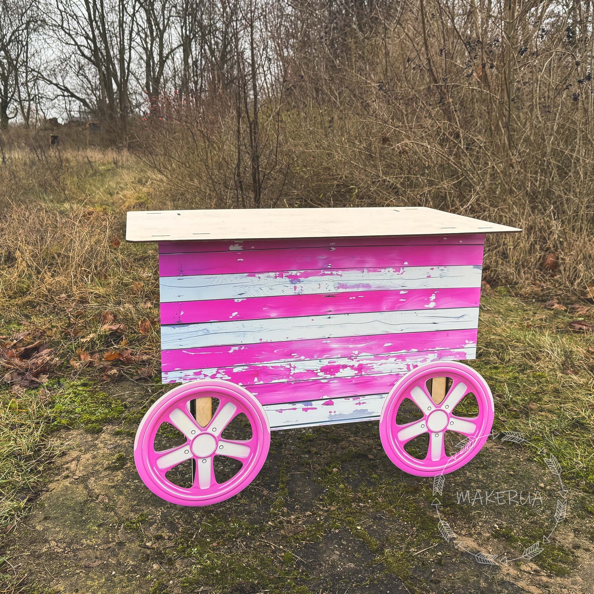 Sweet Candy Cart Birthday Wedding Party Props Decorations Cake Stand Table Barbie Pink Girl Wheel Display Carriage Bar Baby Shower Event Decor - MakerUA