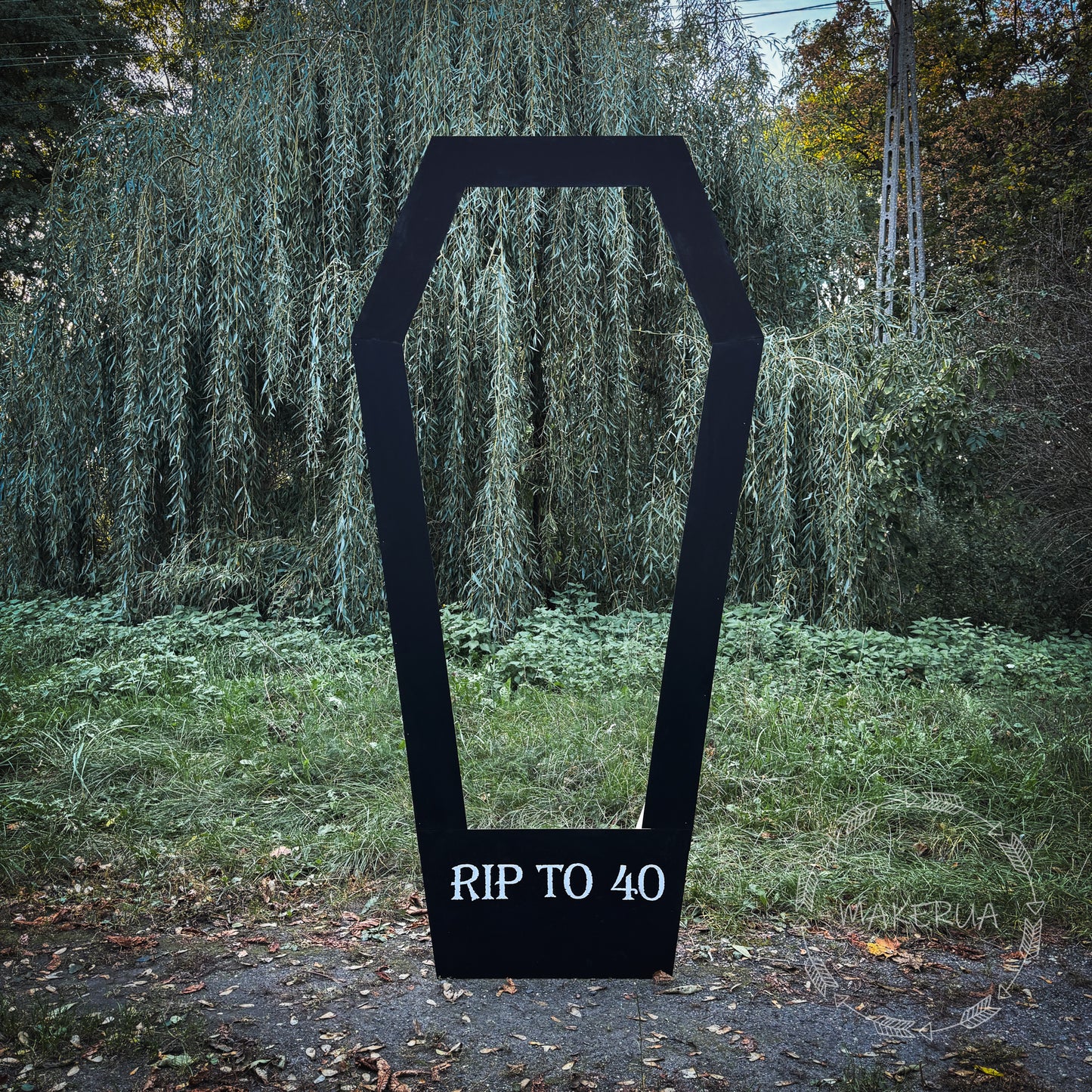 Party decorations RIP to 40 birthday coffin frame box photo booth halloween skeleton death to my youth life size themed decor - MakerUA