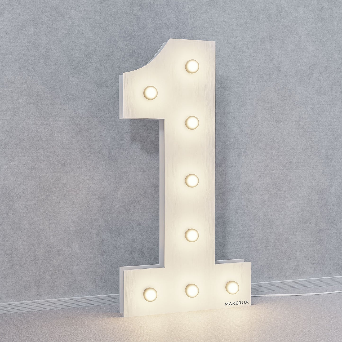 Number 1 One 1st First birthday 1m (3.3ft) + LED Light Bulbs marquee numbers neon sign backdrop white decoration large giant big party props decor NHW1 - MakerUA