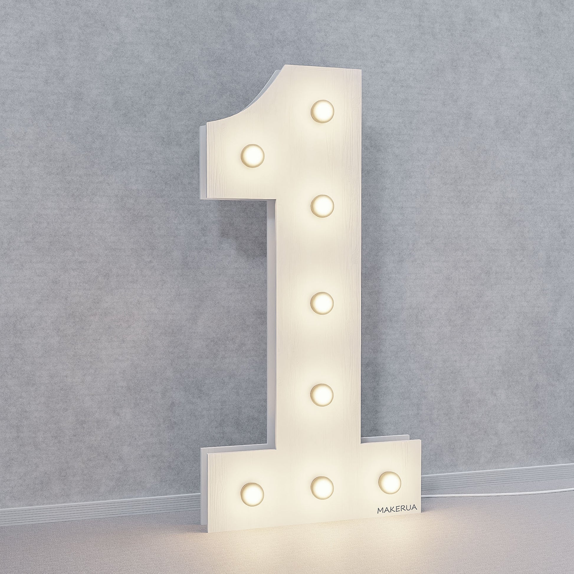 Number 1 One 1st First birthday 1m (3.3ft) + LED Light Bulbs marquee numbers neon sign backdrop white decoration large giant big party props decor NHW1 - MakerUA