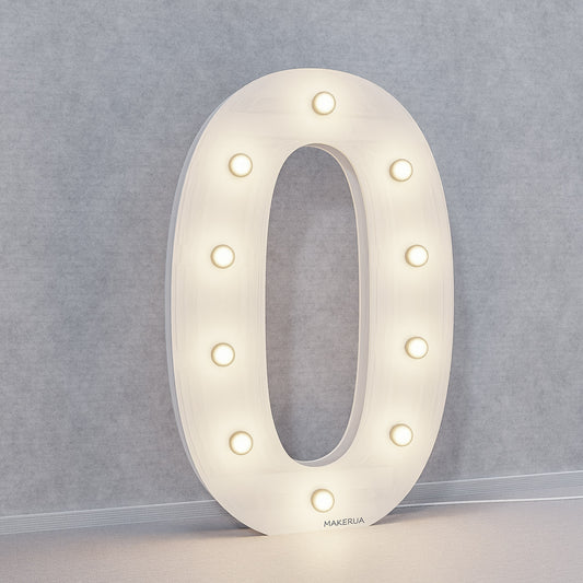 Number 20 Twenty birthday 1m (3.3ft) + LED Light Bulbs marquee numbers neon sign backdrop white decoration large giant big party props decor NHW20 - MakerUA