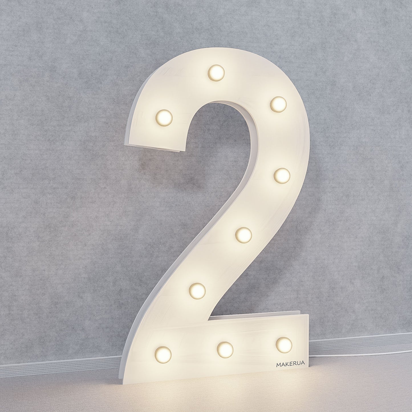 Number 20 Twenty birthday 1m (3.3ft) + LED Light Bulbs marquee numbers neon sign backdrop white decoration large giant big party props decor NHW20 - MakerUA