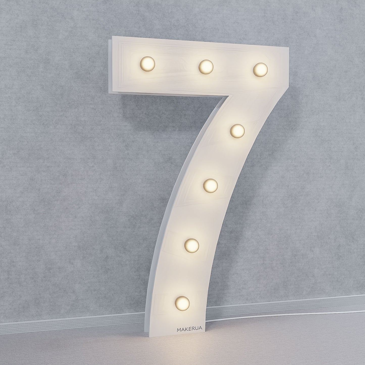 Number 7 Seven birthday 1m (3.3ft) + LED Light Bulbs marquee numbers neon sign backdrop white decoration large giant big party props decor NHW7 - MakerUA