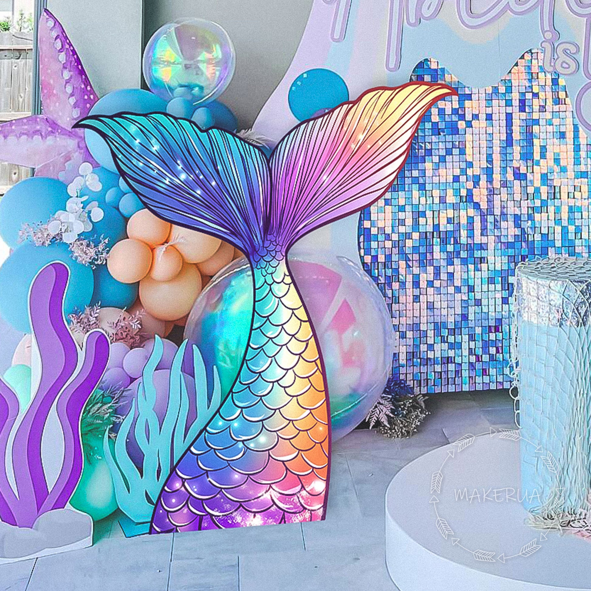 Mermaid Tail Decorations Under the Sea Party Props Decor Birthday cute themed cutout event photo backdrop baby shower girl shell - MakerUA