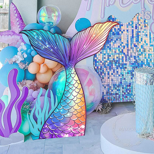 Mermaid Tail Decorations Under the Sea Party Props Decor Birthday cute themed cutout event photo backdrop baby shower girl shell - MakerUA