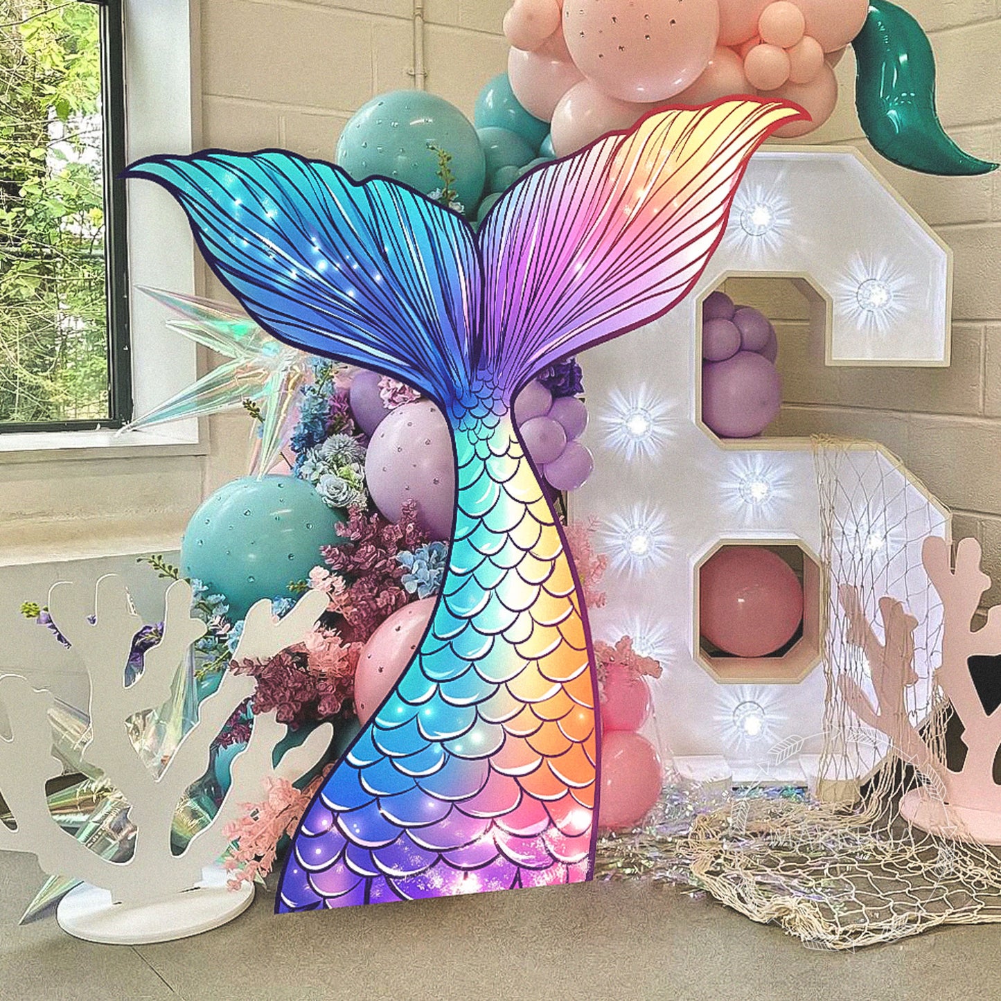 Mermaid Tail Decorations Under the Sea Party Props Decor Birthday cute themed cutout event photo backdrop baby shower girl shell - MakerUA