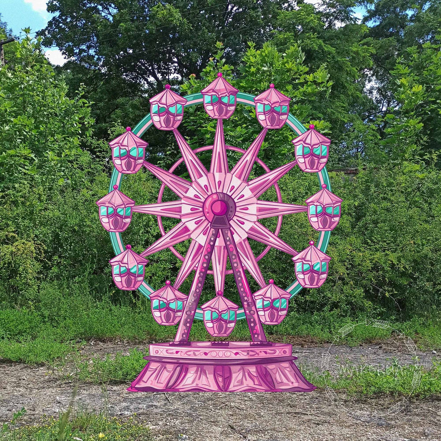 Ferris Wheel backdrop for birthday wedding party decorations with uv print - MakerUA