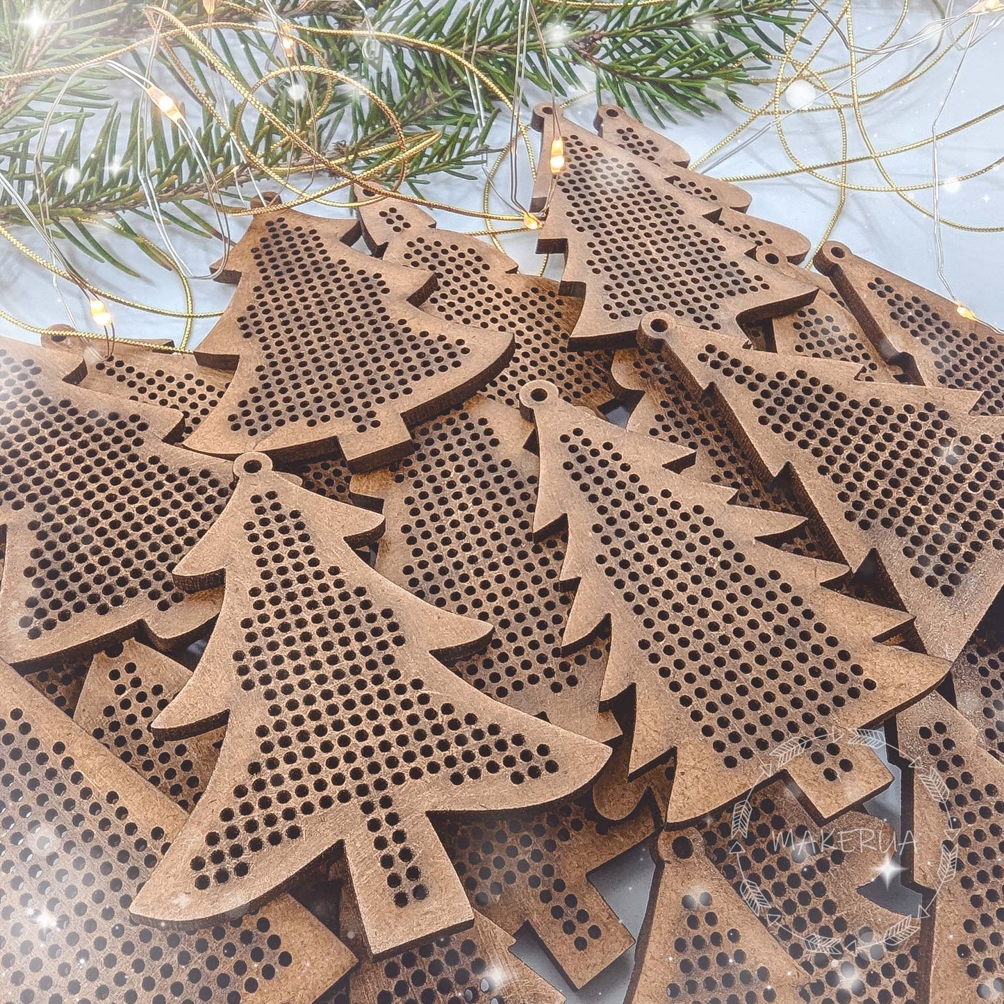 Wooden Cross Stitch Blank Base Embroidery Christmas Tree Ornaments Decorations Pendant DIY Jewelry Gift Bead Thread Needlecraft Shape Butterfly Style SetF5 - MakerUA