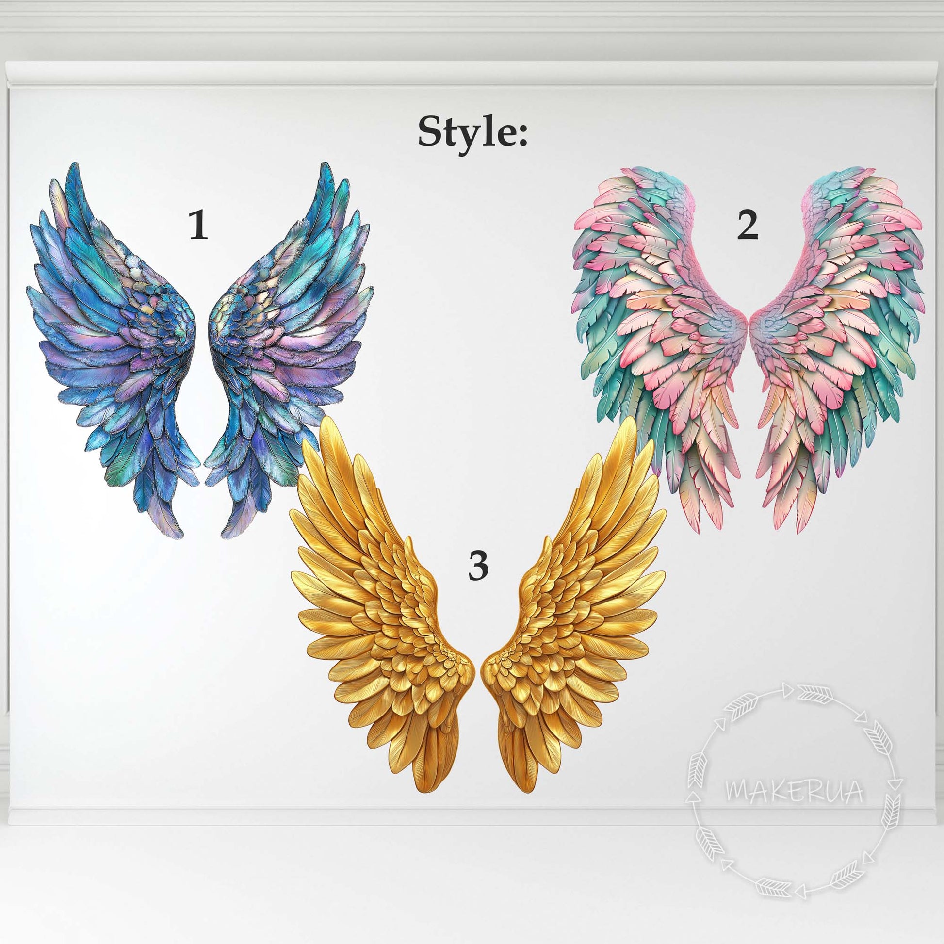 Angel Wings Backdrop for birthday wedding event party photo booth prop decoration arch butterfly balloon girl stand gold giant large decor - MakerUA
