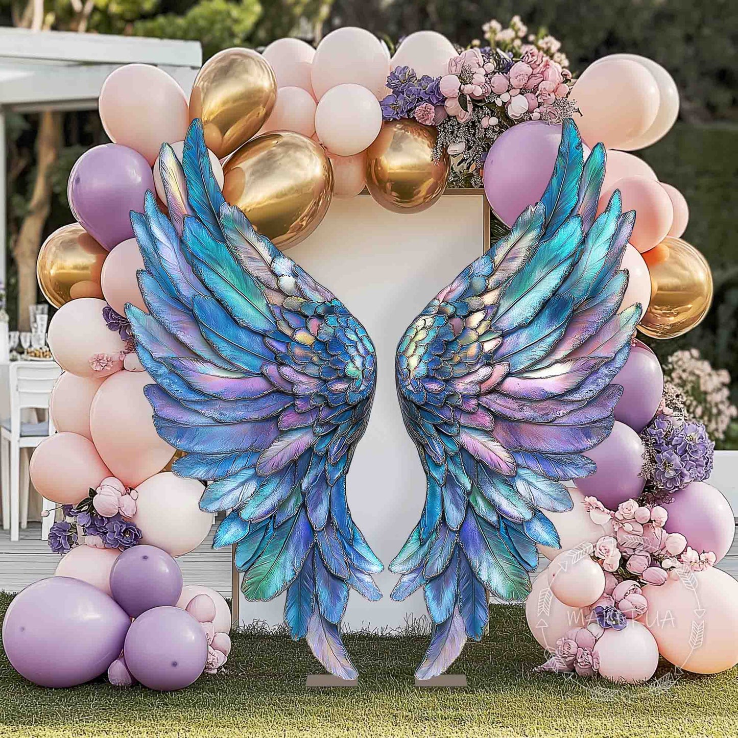 Angel Wings Backdrop for birthday wedding event party photo booth prop decoration arch butterfly balloon girl stand panel giant large decor - MakerUA