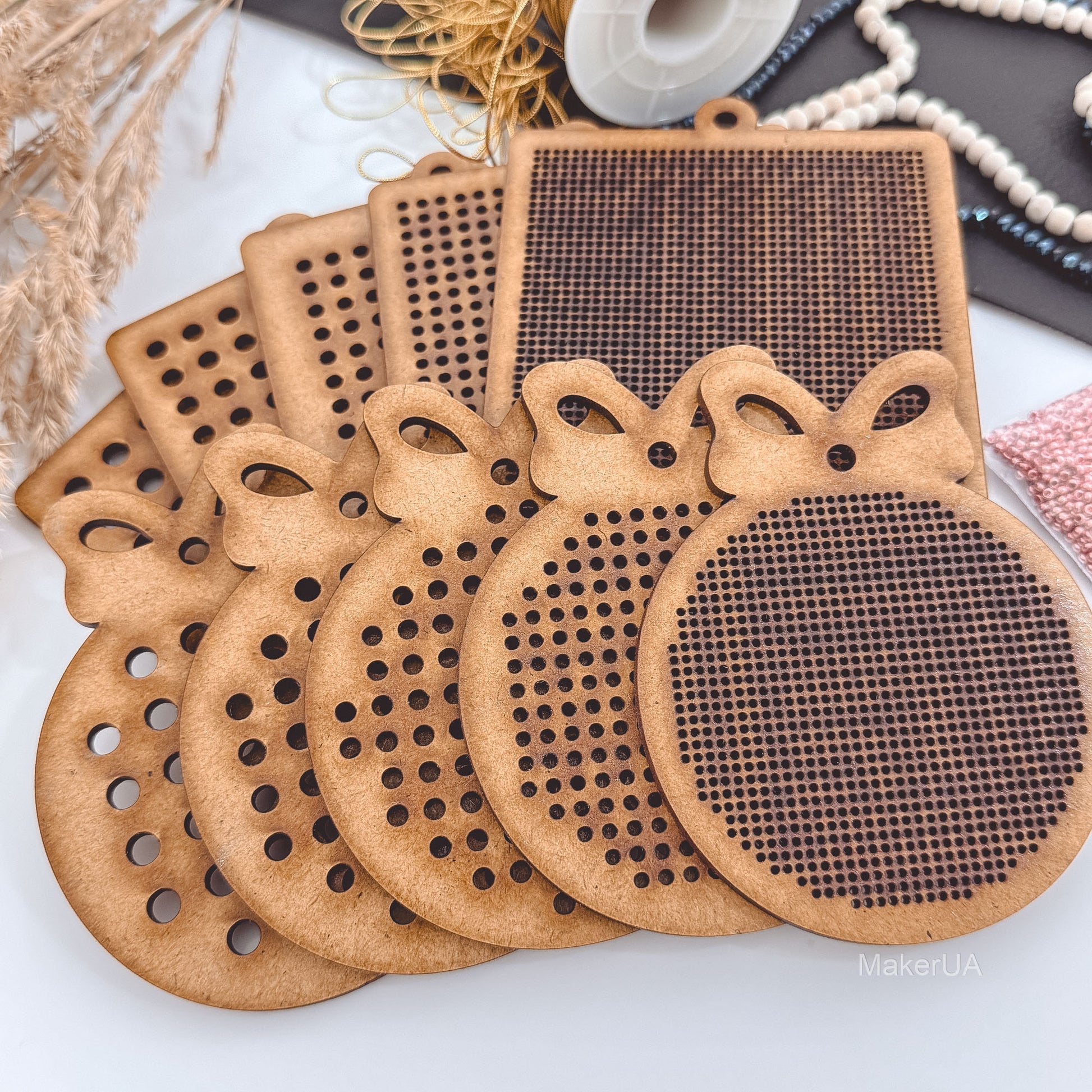 Wooden Cross Stitch Blank Base Embroidery Christmas Tree Ornaments Decorations Pendant DIY Jewelry Gift Bead Thread Needlecraft Shape Butterfly Hole 1mm S1 - MakerUA