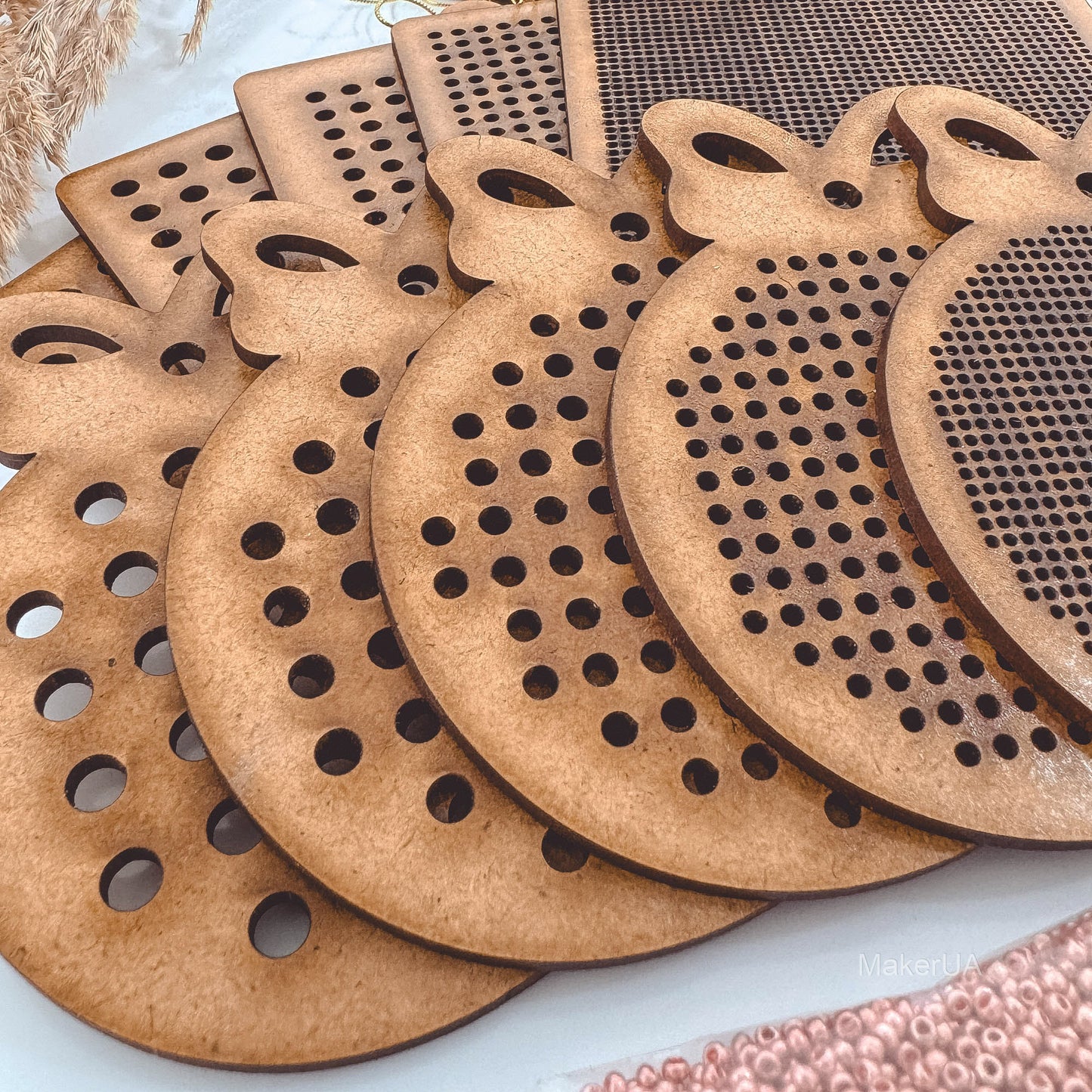Wooden Cross Stitch Blank Base Embroidery Christmas Tree Ornaments Decorations Pendant DIY Jewelry Gift Bead Thread Needlecraft Shape Butterfly Hole 1mm S1 - MakerUA