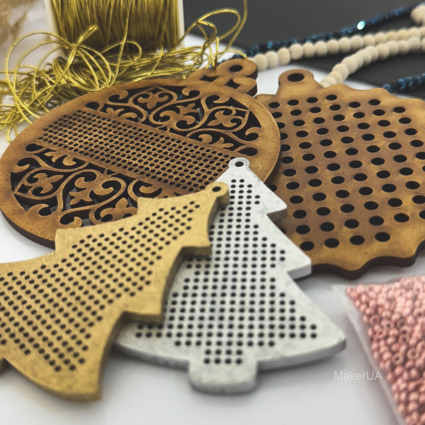 Wooden Cross Stitch Blank Base Embroidery Christmas Tree Ornaments Decorations Pendant DIY Jewelry Gift Bead Thread Needlecraft Shape Butterfly Hole 1mm S1 - MakerUA